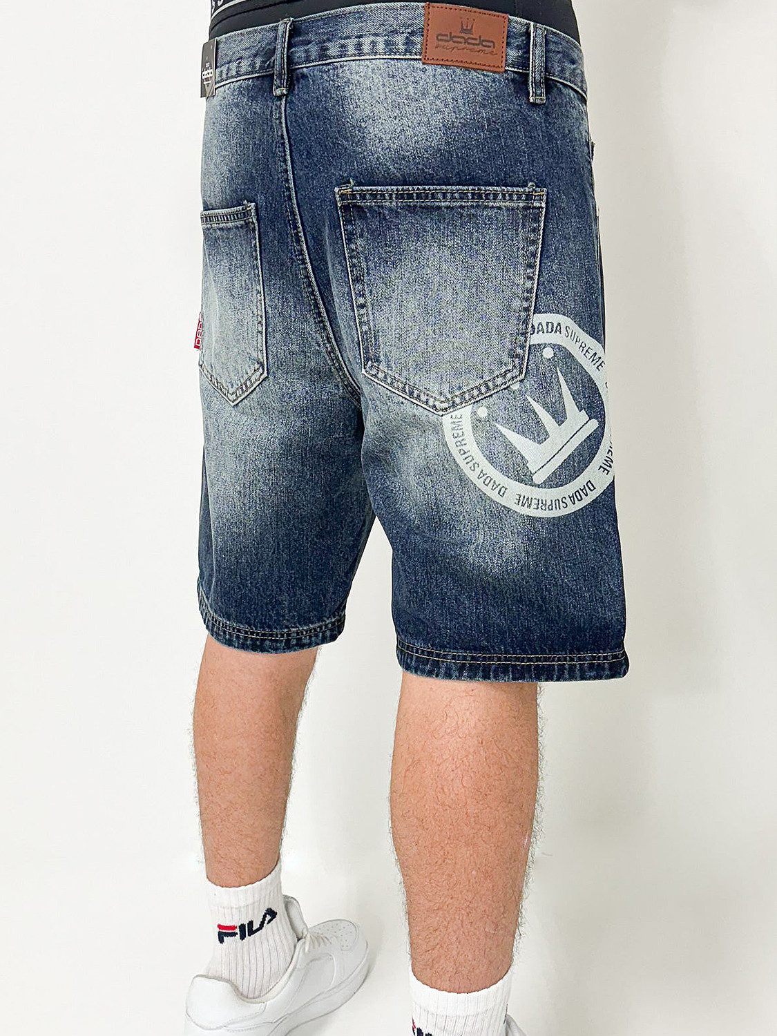 DADA Supreme Jeansshorts Denim Bermuda Loose Fit mit Print Double Crown Coi günstig online kaufen