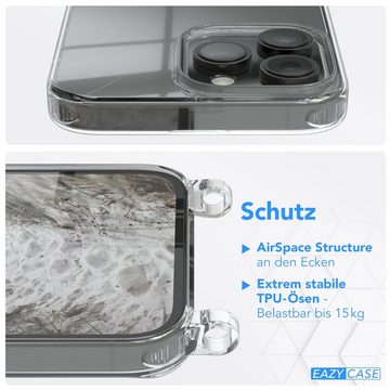 EAZY CASE Handykette Clips Schwarz für Apple iPhone 14 Pro Max 6,7 Zoll, Handykordel Umhängetasche für Handy Hülle durchsichtig Beige Taupe