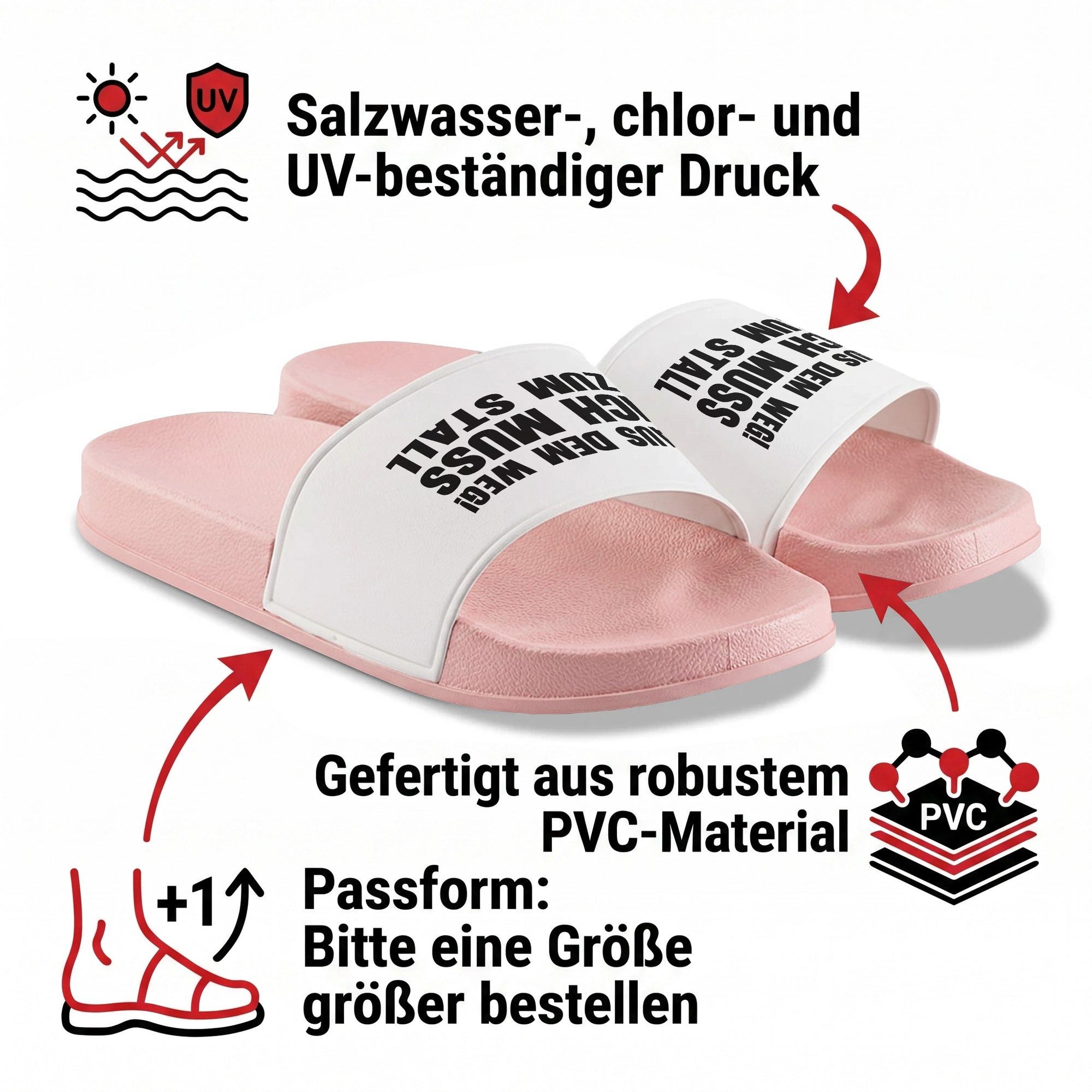 22Feels Badelatschen Pink Geschenk Reiterinnen Damen Frauen Spruch Stall Badepantolette IN DEUTSCHLAND BEDRUCKT