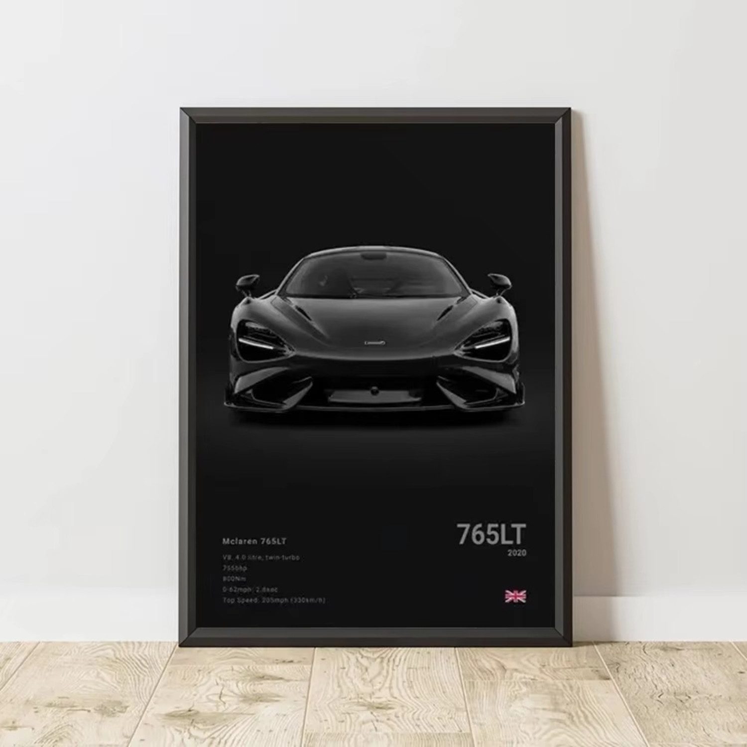 TPFLiving Kunstdruck OHNE RAHMEN, Ikonische Sportwagenkunst für moderne Räume - (Leinwandbild XXL), Farben: Farben: Grau, Schwarz, WeißGröße: 20x30cm