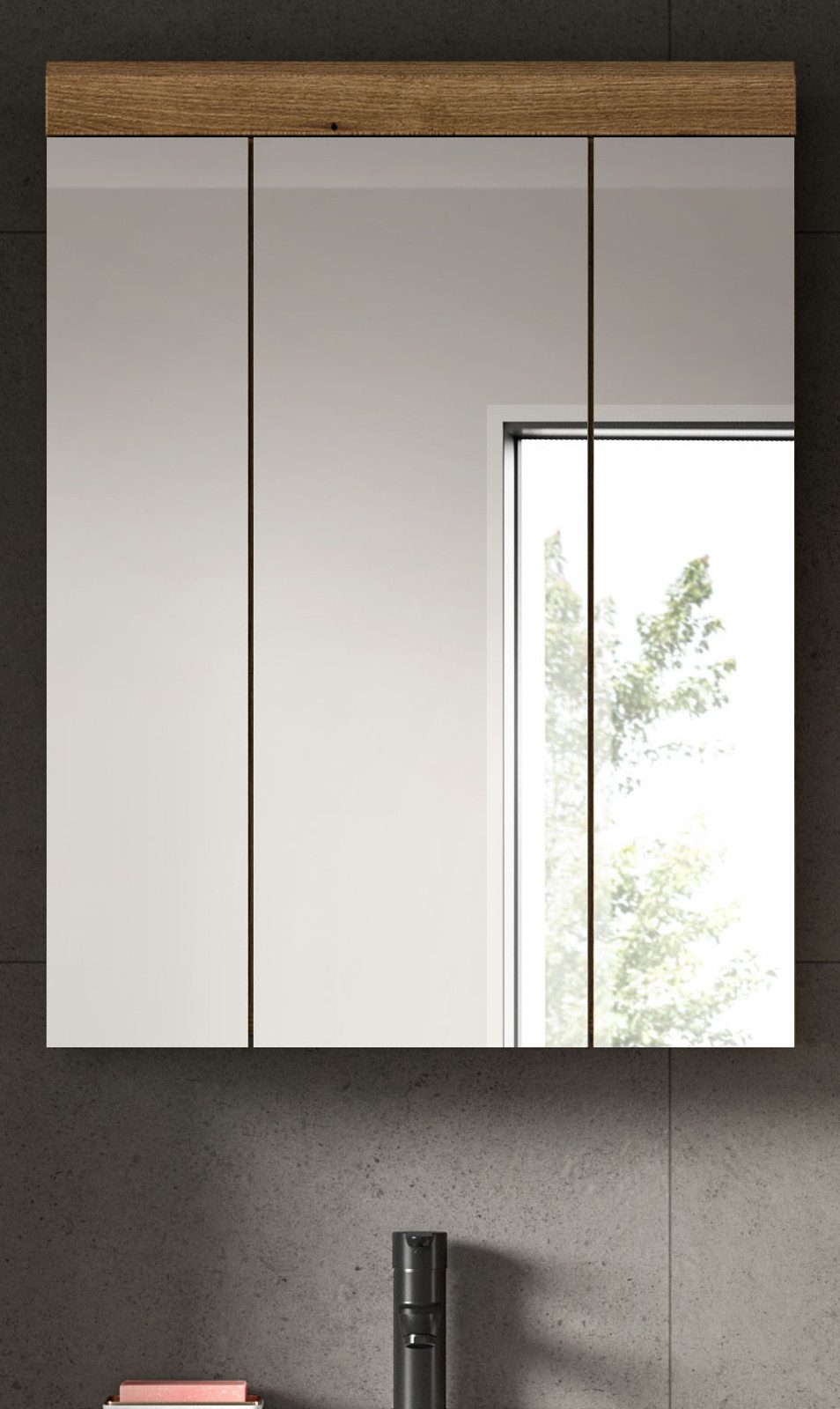 Inn.Furn Badezimmerspiegelschrank Shawn (Badspiegel in Eiche Dekor, 3-türig günstig online kaufen