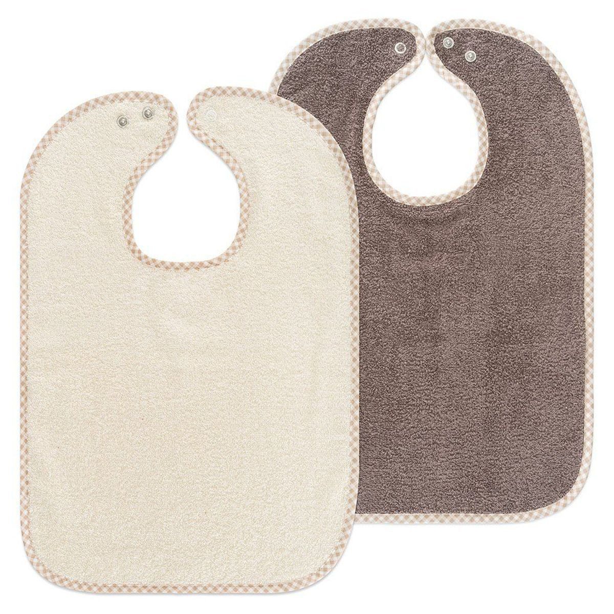 Wörner Lätzchen Natur Hellbraun, 2er Set Baby Lätzchen Kinderlätzchen mit Druckknopf 100% Baumwolle