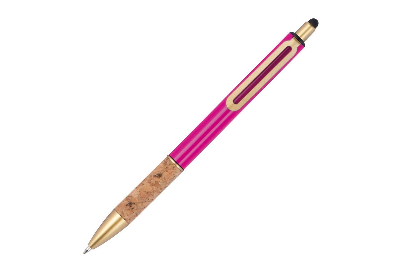 Thumbnail - Macma Kugelschreiber 10 Touchpen Metall-Kugelschreiber mit Korkgriffzone / Farbe: pink