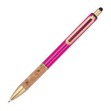 Livepac Office Kugelschreiber 10 Touchpen Metall-Kugelschreiber mit Korkgriffzone / Farbe: pink