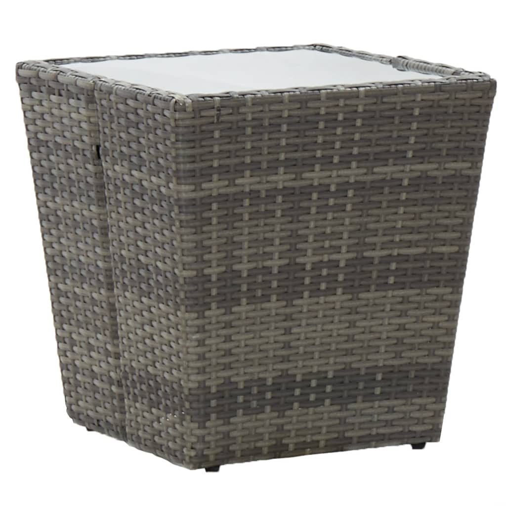 furnicato Beistelltisch Rustikaler Teetisch 41,5x41,5x43 cm in Grau mit transparenter (1-St), Wetterfester Outdoor-Tisch mit UV-beständigem Gestell für den Garten