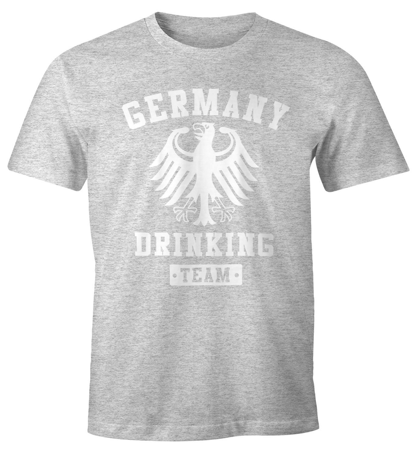 MoonWorks Print-Shirt Deutschland Herren T-Shirt Germany Drinking Team Bier Adler Fun-Shirt Moonworks® mit Print grau | T-Shirts