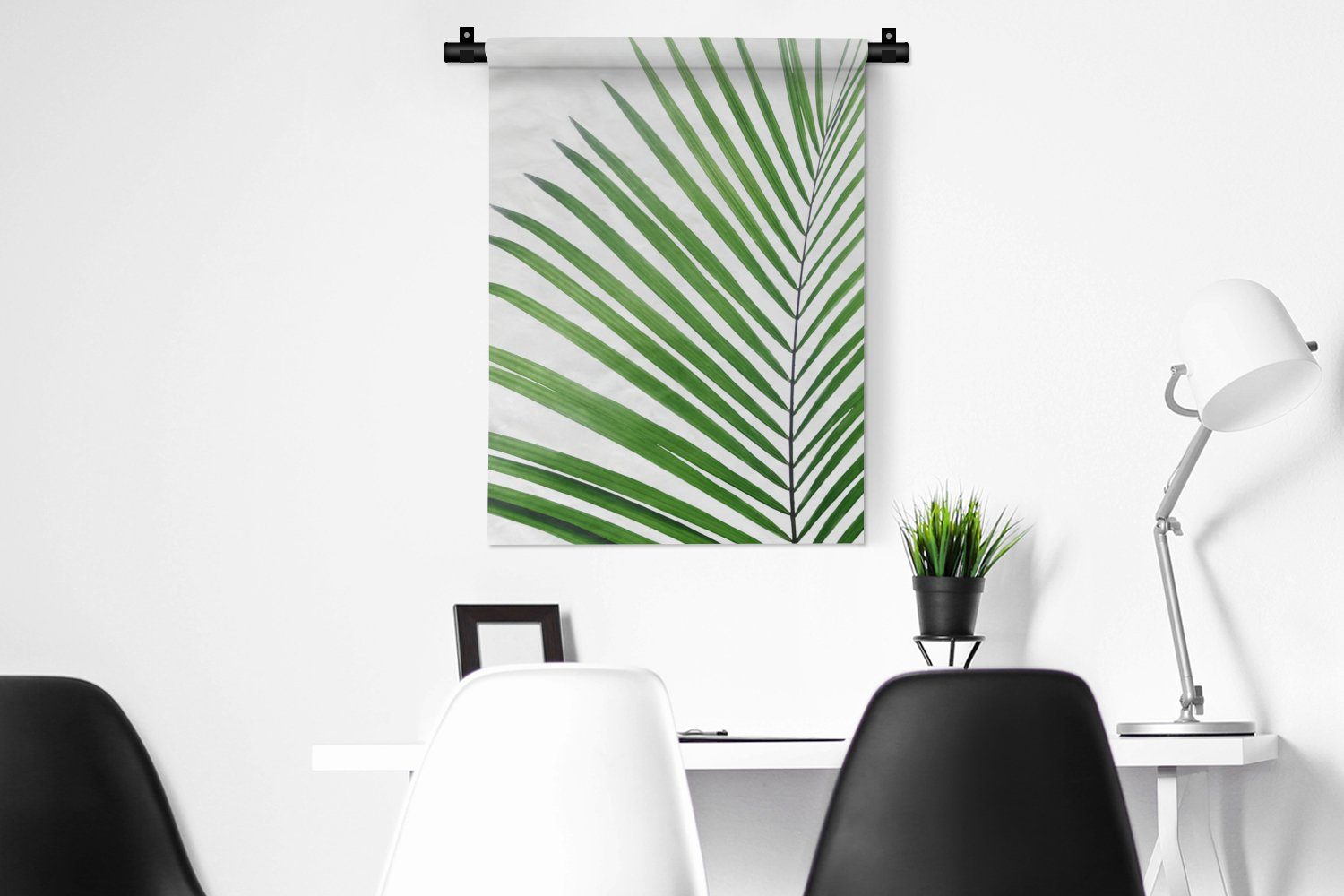 Pflanze Wanddekoobjekt - - Tapisserie, der für Wand, Grün Wohnzimmer, an Deko Schlafzimmer - Weiß, Natur MuchoWow