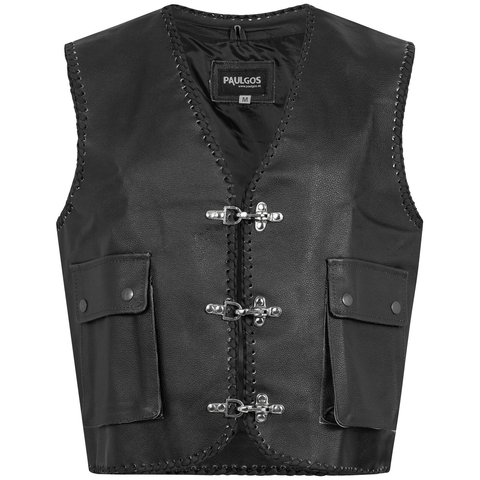 PAULGOS Motorradweste Lederweste Biker Kutte Clubweste Chopper Weste 100% E günstig online kaufen