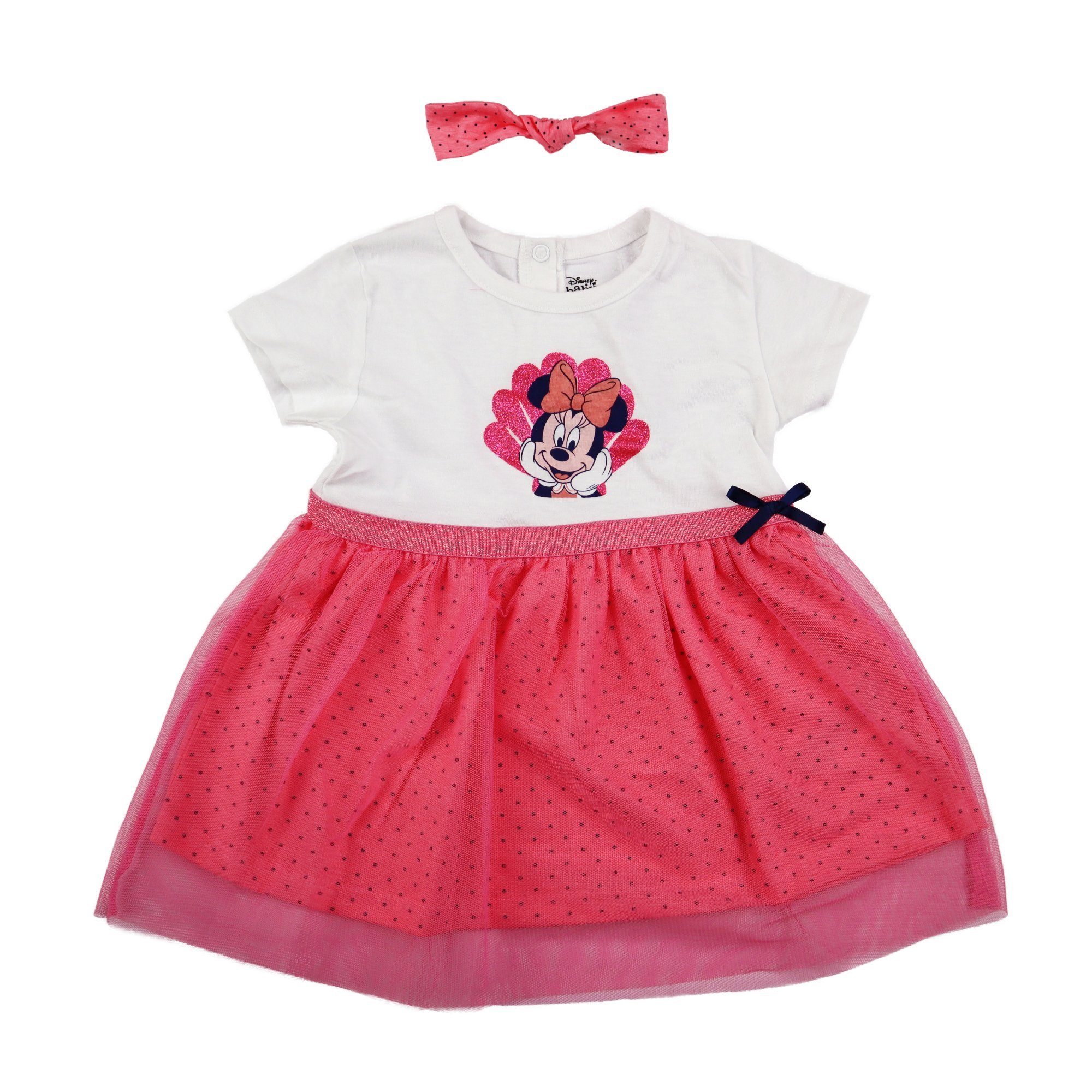 Disney Minnie Mouse Sommerkleid Minnie Maus Baby Mädchen Kleid Gr. 62 bis 86, Baumwolle