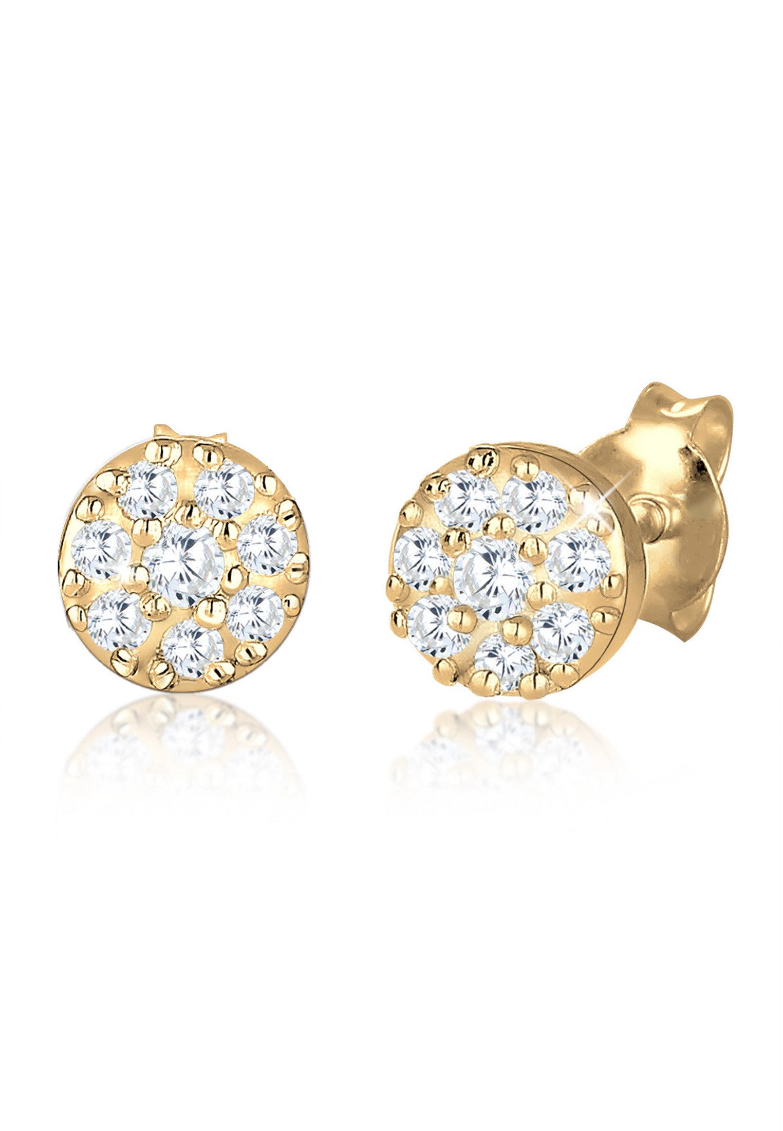 Elli Premium Paar Ohrstecker Kreis Geo Klassisch Funkelnd Zirkonia 585 Gelb günstig online kaufen