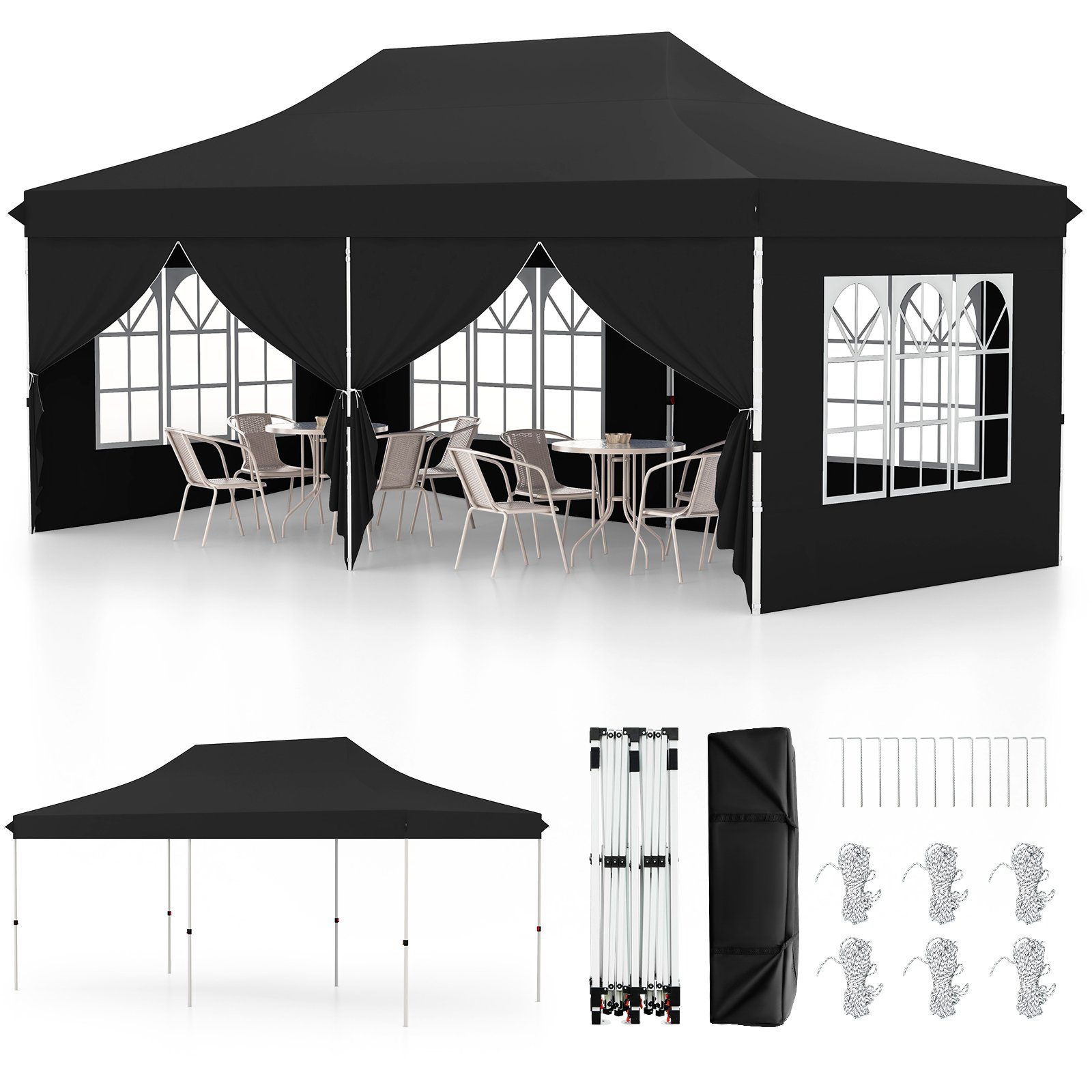 COSTWAY Pavillon 3 x 6m Faltpavillon, günstig online kaufen