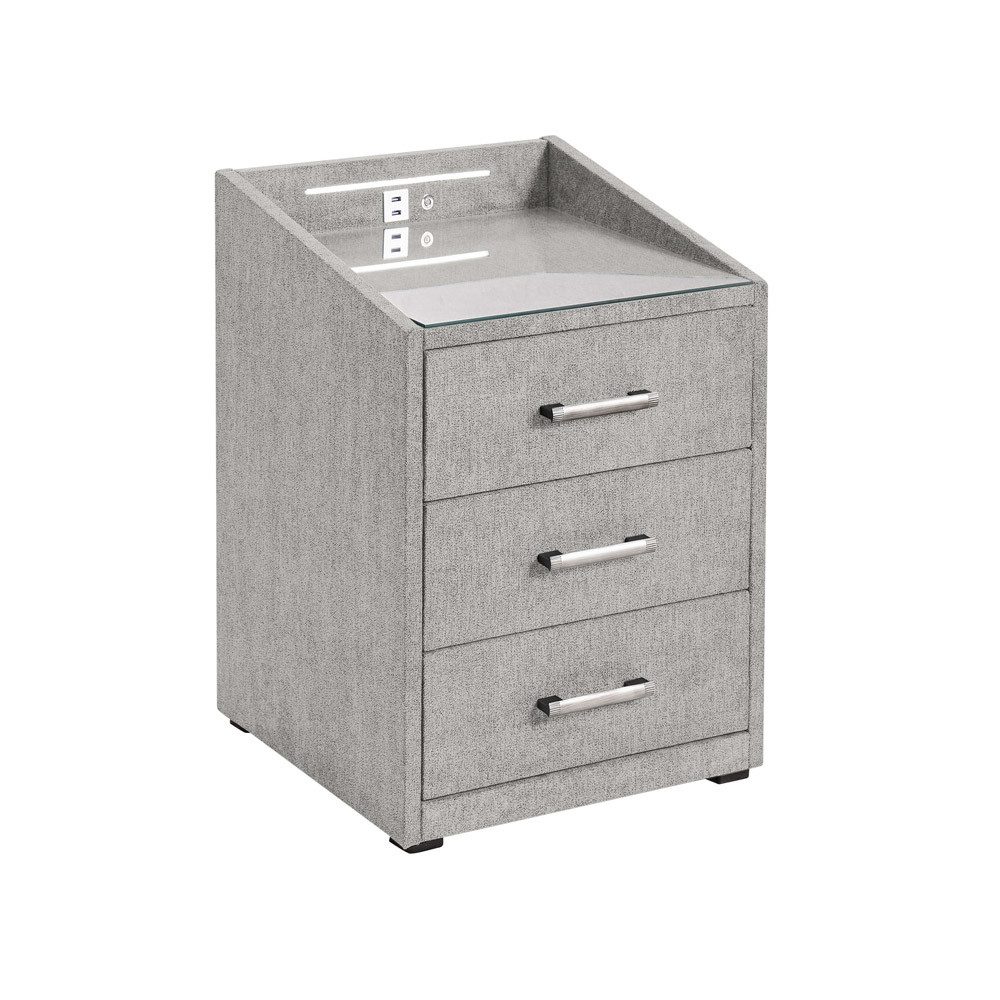 Lomadox Boxspringbett DURAZNO-09, 180x200cm, in schlamm, TV-Halterung, Bettkasten, 2 Nachtschränke