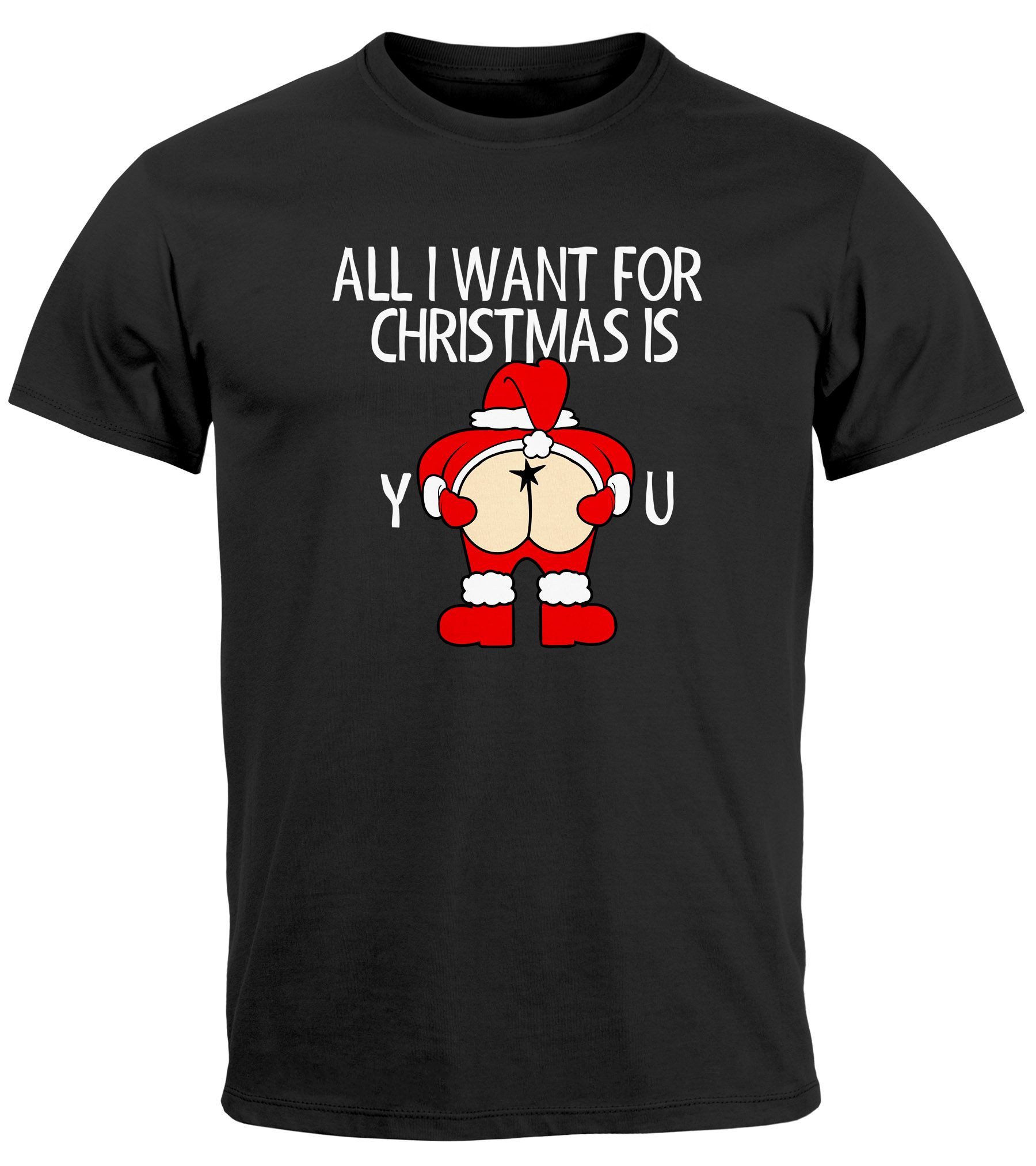 MoonWorks Print-Shirt Herren T-Shirt Weihnachten Liebe Lustig All I want for Christmas is mit Print