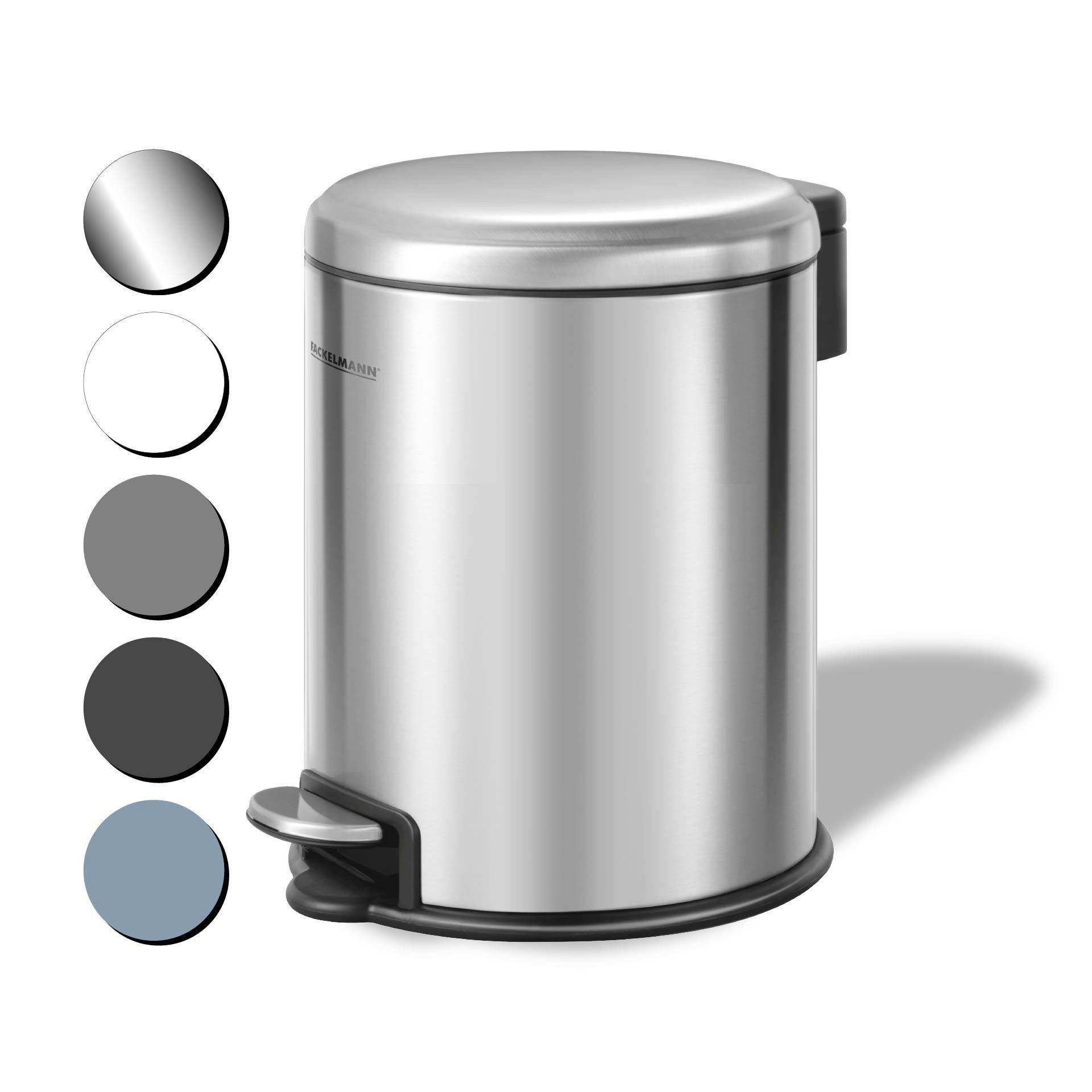 FACKELMANN Mülleimer Edelstahl Pedal-Abfallsammler, Treteimer, 3L Kapazität