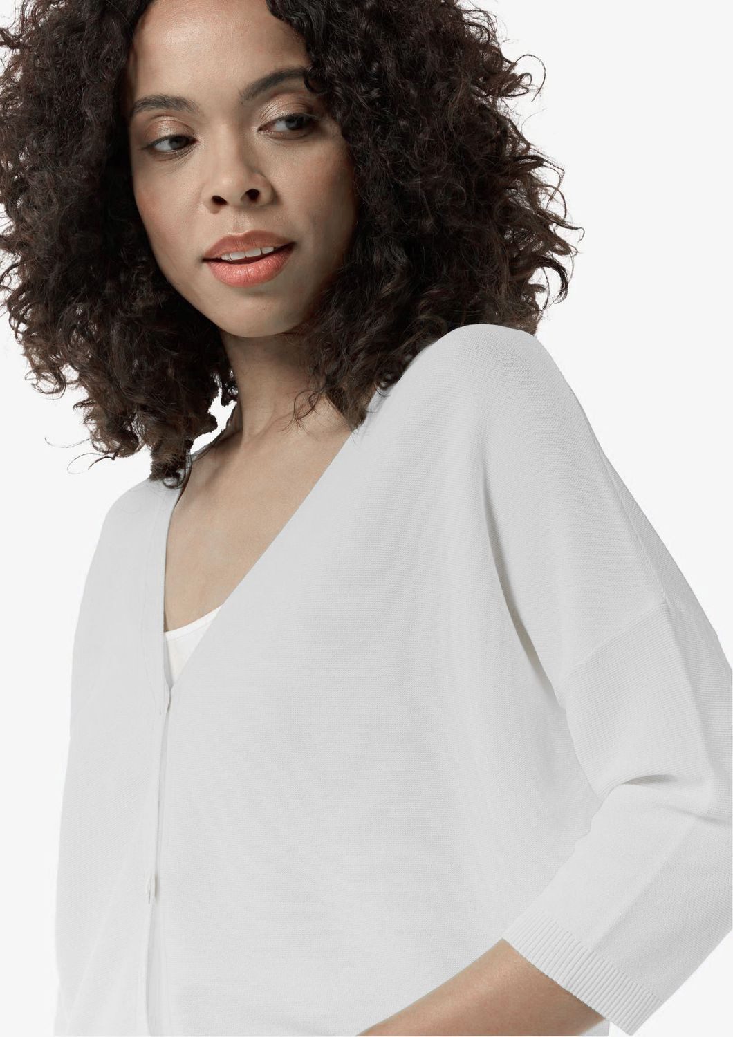 comma Strickjacke Strickjacke mit 3/4-Arm (1-tlg) Boxy Fit, Perlmuttknöpfe