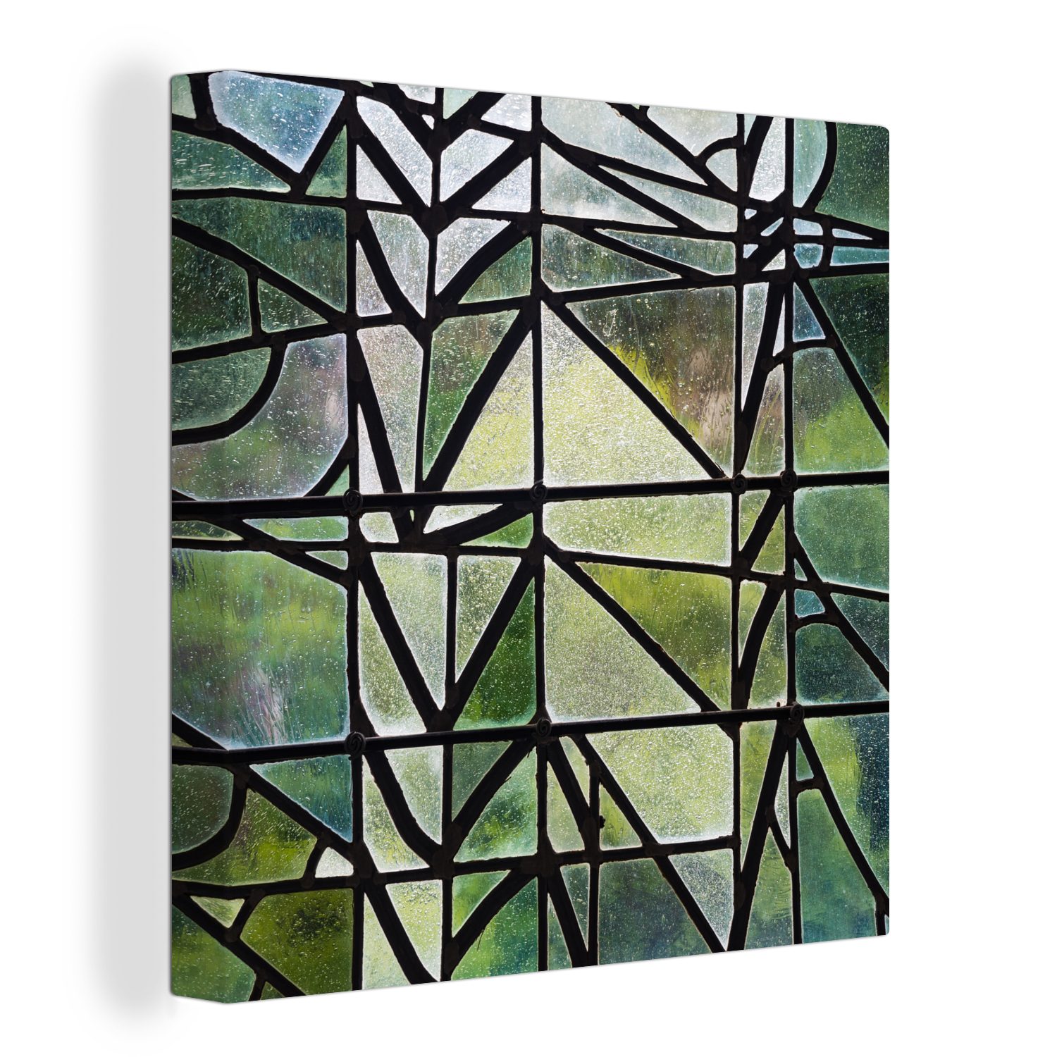 OneMillionCanvasses® Leinwandbild Fenster auf grünem Bilder Wohnzimmer (1 Hintergrund, St), Leinwand Schlafzimmer für