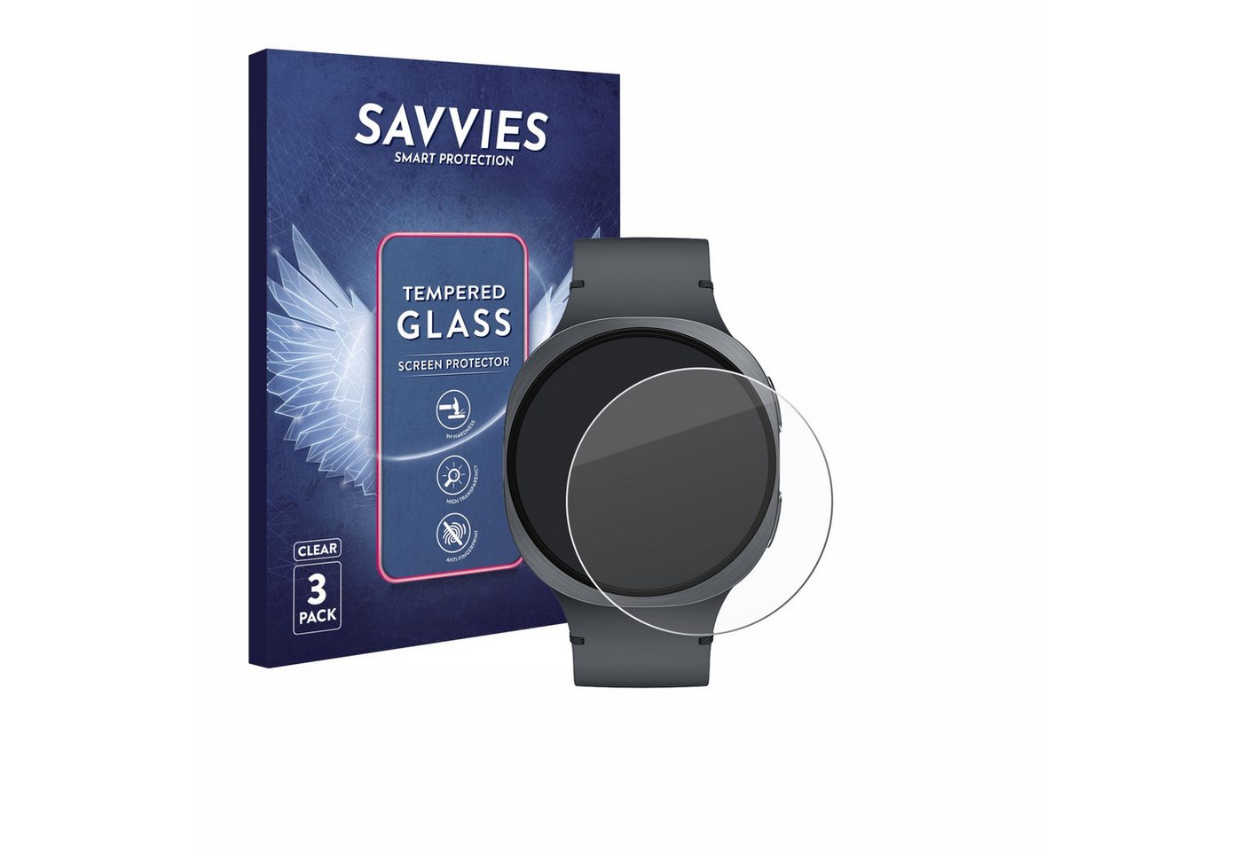 Savvies Displayschutzglas Schutzglas für Samsung Galaxy Watch 8 (44 mm), 3 Stück, Displayschutz 9H Glas Klar Transparent
