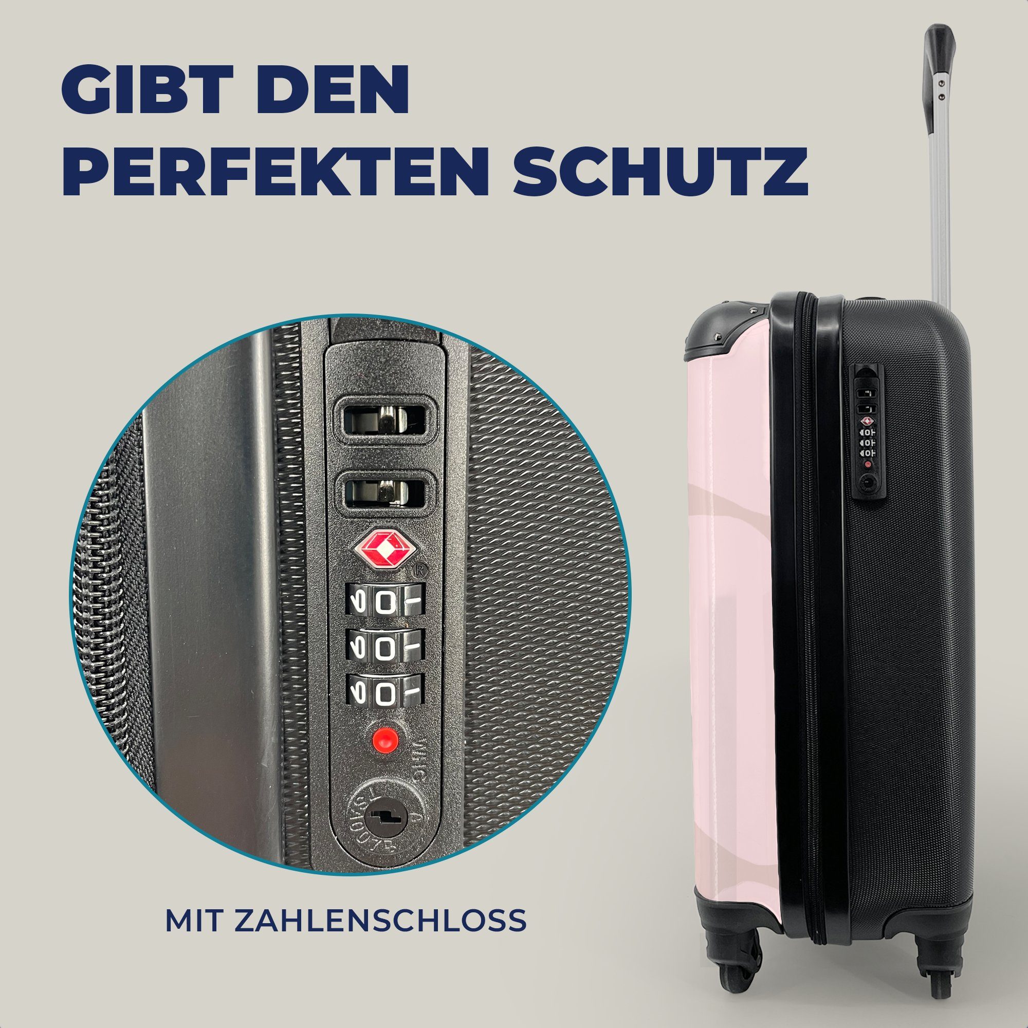 Trolley, Reisetasche Reisekoffer Rosa Formen 4 Handgepäck rollen, Rollen, Handgepäckkoffer - MuchoWow Ferien, mit für Abstrakt, Geometrische -