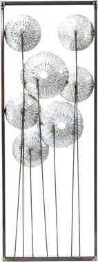 Dekoleidenschaft Metallbild 3D Wandbild "Metallic-Blumen" 34x95 cm, leuchtende Farben, Wanddeko, Blumen, Wandschmuck, Bild, moderne Dekoration im Hochformat