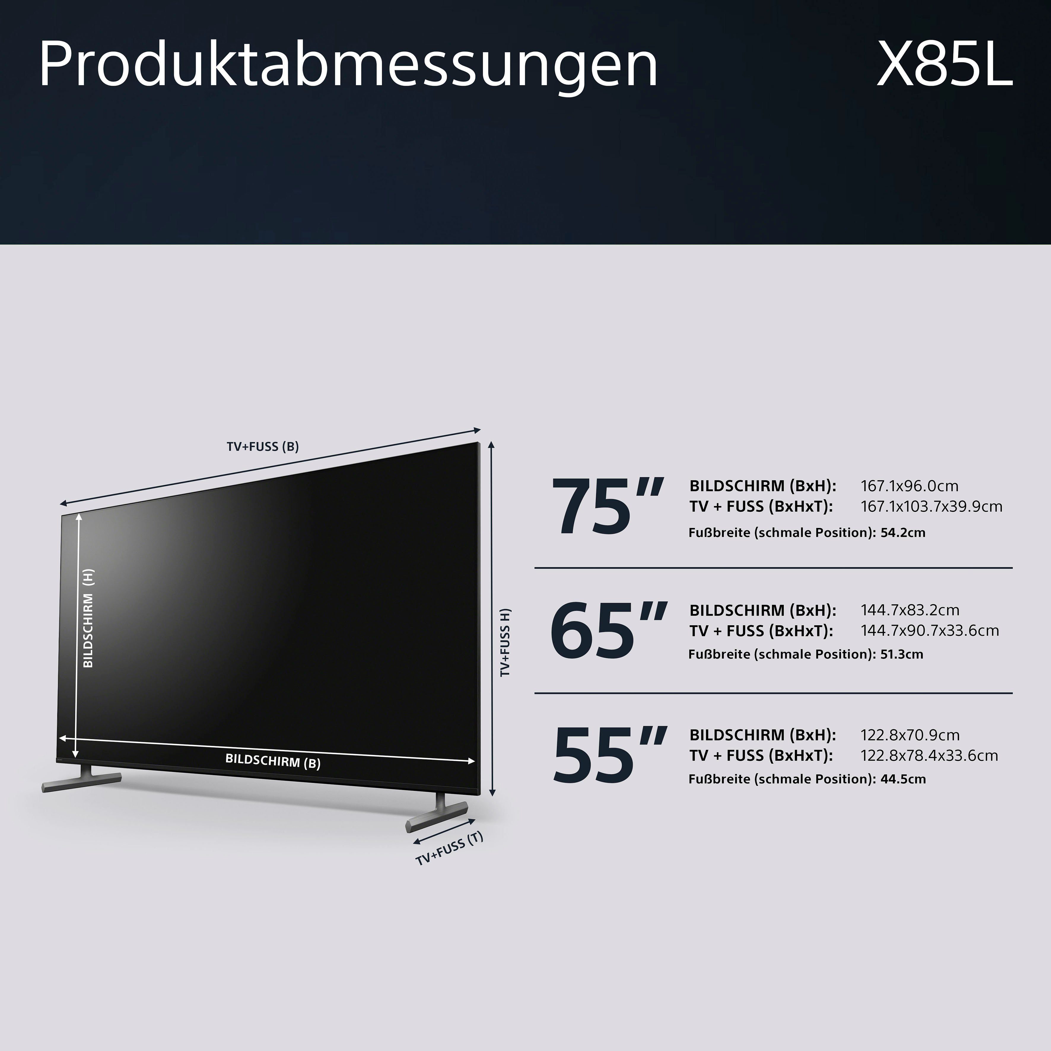 Google Gaming-Menü) Zoll, LED-Fernseher Ultra HDMI HD, cm/55 Android CORE, 2.1, 4K KD-55X85L TV, PRO, TRILUMINOS Sony Smart-TV, TV, BRAVIA (139