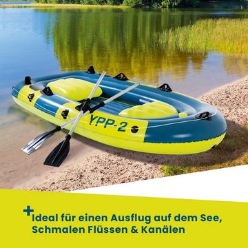 Hoberg Schlauchboot 2-Sitzer inkl. 2 Paddel & Pumpe YPP-2 252x125cm bis 265kg, aufblasbar inkl. Luftpumpe, Reparatur-Kit, Trockensack, Handyschutz