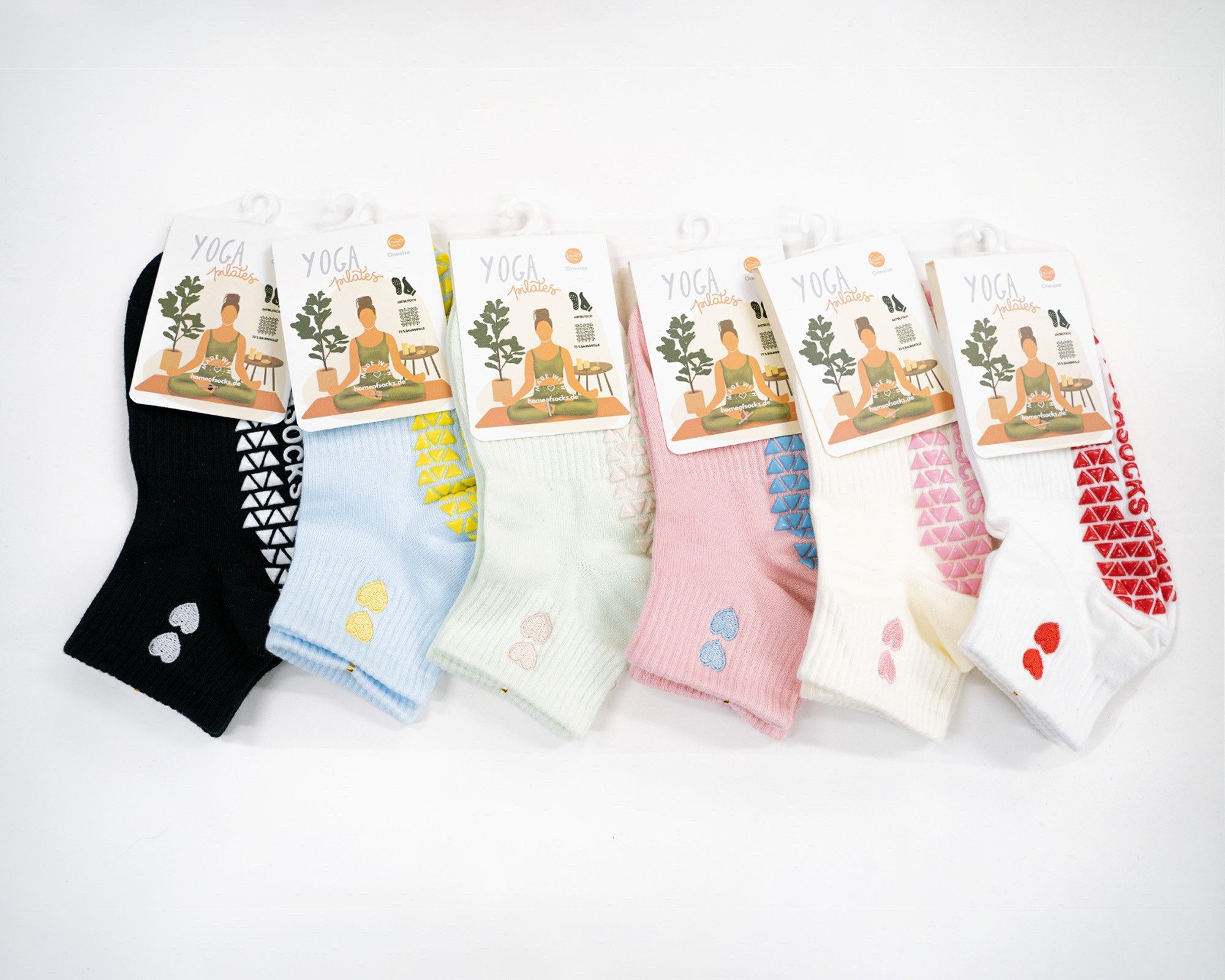 HomeOfSocks ABS-Socken HomeOfSocks Yoga Pilates Socken Anti-Rutsch - Herz Logo Kurz Baumwolle Strick-Herzen