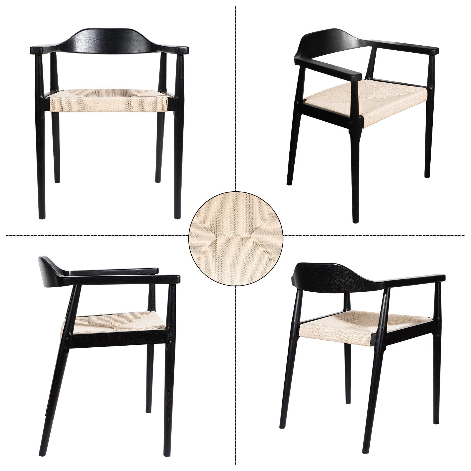 LIM HOME Esszimmerstuhl SW010 (Packung, 1 St), FSC®Eichenholzrahmen mit Sitzfläche aus Papierseil, einfache Montage