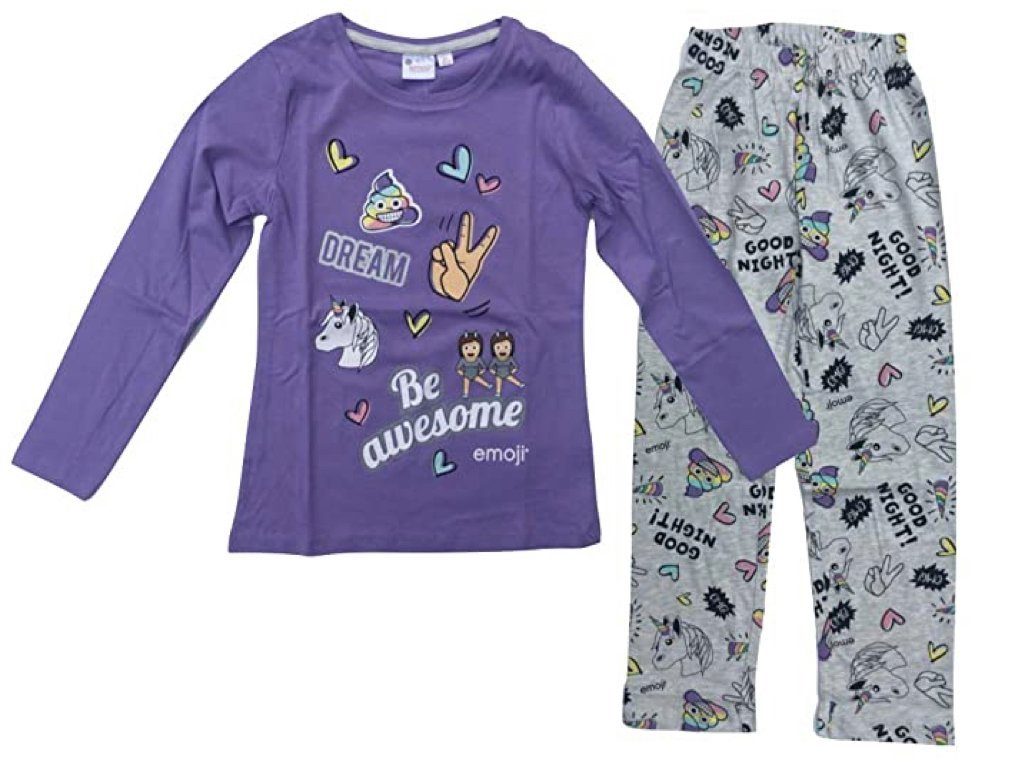 Emoji Pyjama Emoji Mädchen Einhorn Schlafanzug