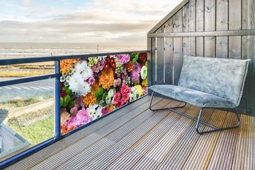 MuchoWow Balkonsichtschutz Blumen - Chrysantheme - Farben - Collage (1-St) Balkonbanner, Sichtschutz für den Balkon, Robustes und wetterfest