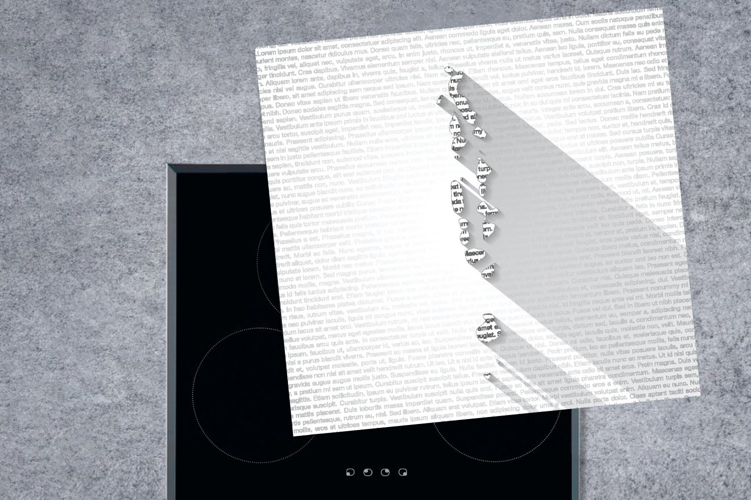 78x78 Schwarz-weiße einer Vinyl, der, Arbeitsplatte Textes Herdblende-/Abdeckplatte Illustration Form Karte MuchoWow (1 tlg), in cm, für des küche Ceranfeldabdeckung,