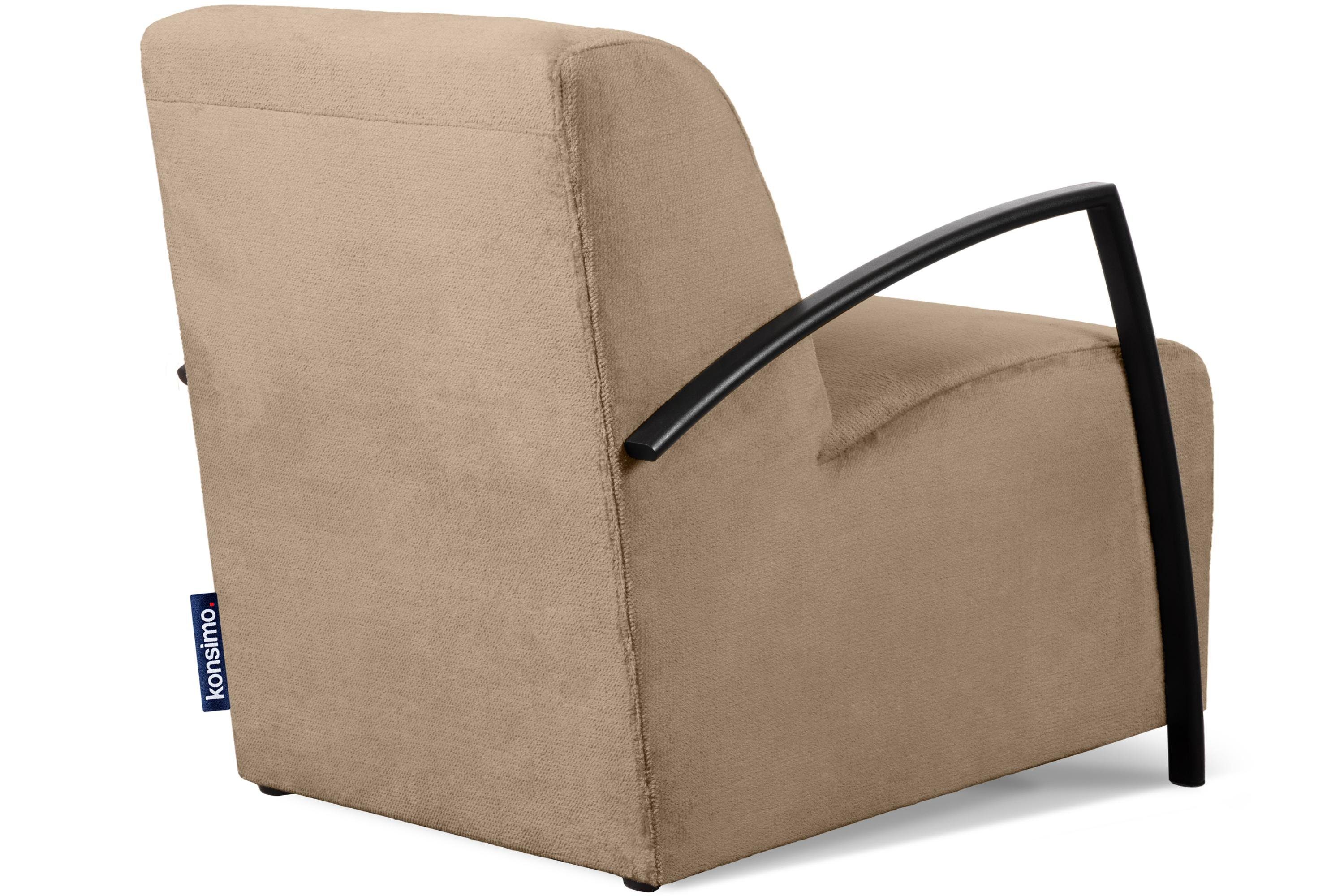 mit mit Form ergonomische beige Cocktailsessel CARO Hocker Sessel Feder bequemes im mit Hocker), Sitzen | beige Sitz, für gewellter (Relaxsessel Konsimo
