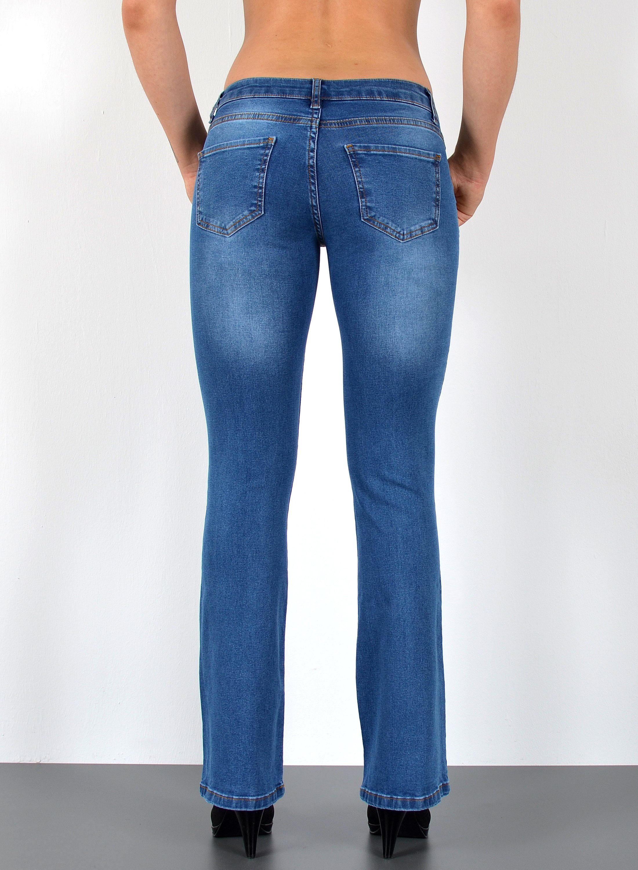 ESRA Bootcut-Jeans Damen Schlagjeans mit weitem Bein und Stretch bis Große Größen B5 Flared Jeans Damen Bootcut Hose Stretch-Jeans mit Schlag