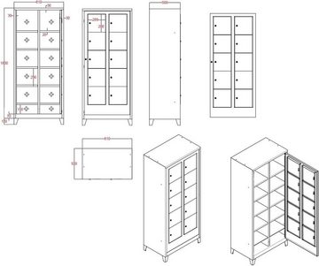 Furni24 Wäscheschrank Wäscheverteilerschrank 10 türig Lichtgrau