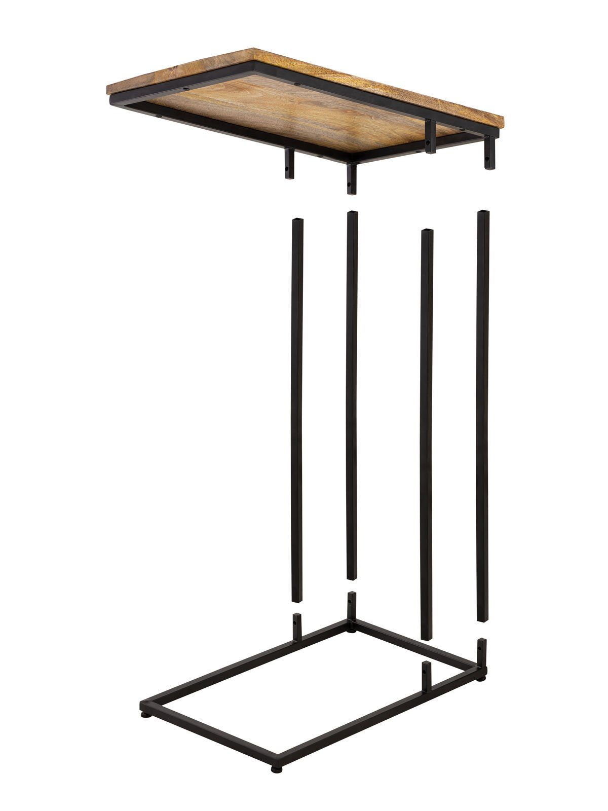 25x60x40cm nachhaltig Casamia Beistelltisch Beistelltisch Laptoptisch Sofatisch Holz C-Tisch