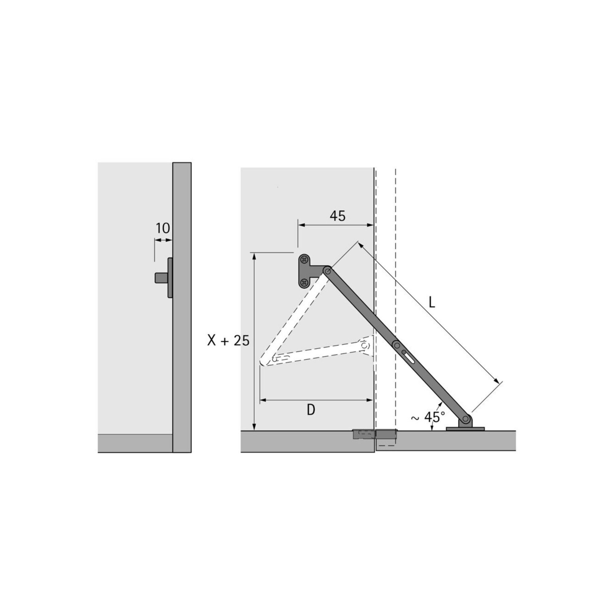 Hettich Möbelbeschlag Hettich MB-Klappenhalter Klappenh. 205 KH 13235 vernickelt, links/rech