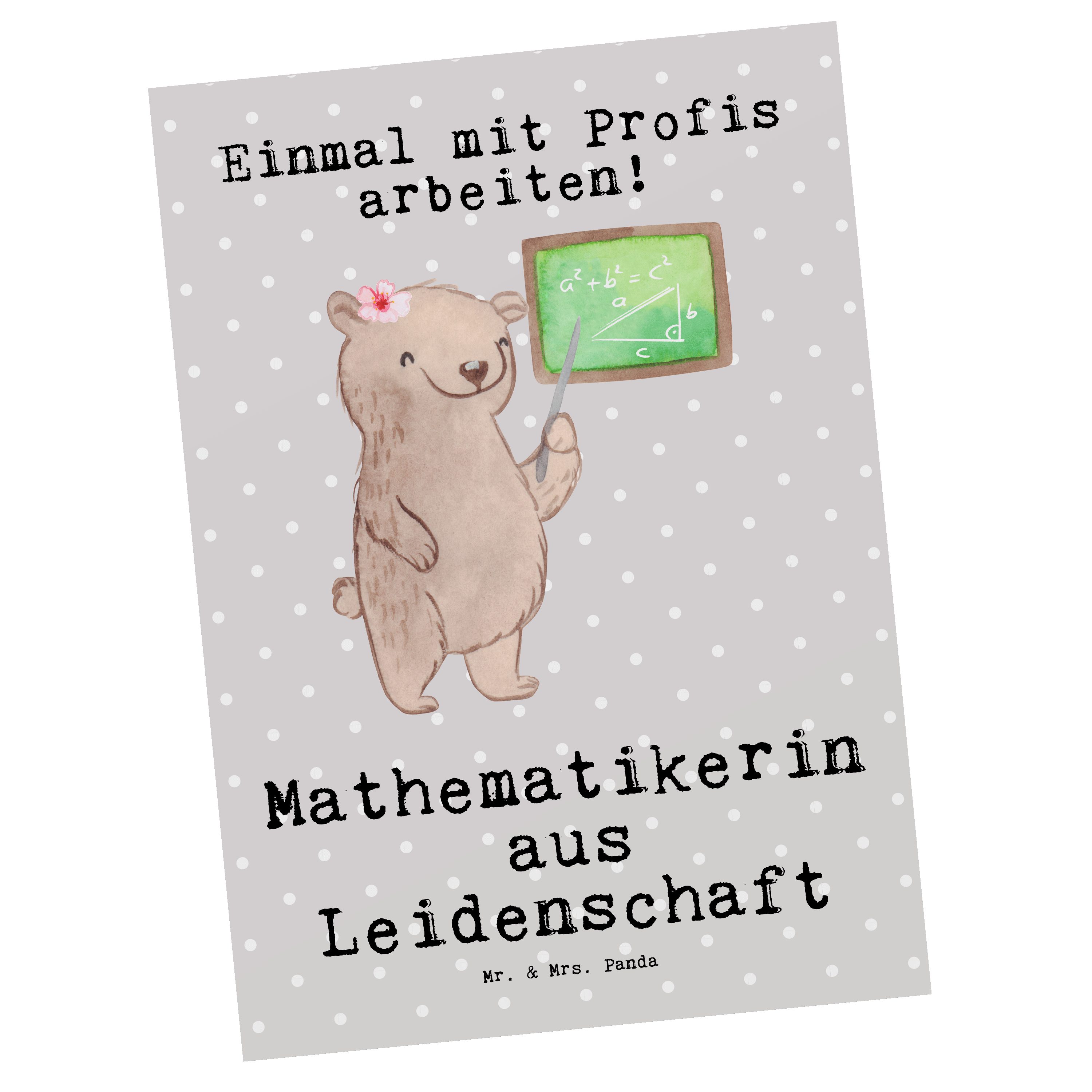 Grau Postkarte - Mrs. - aus Mr. Leidenschaft Mathematikerin Geschenk, & Pastell Panda Kollegin