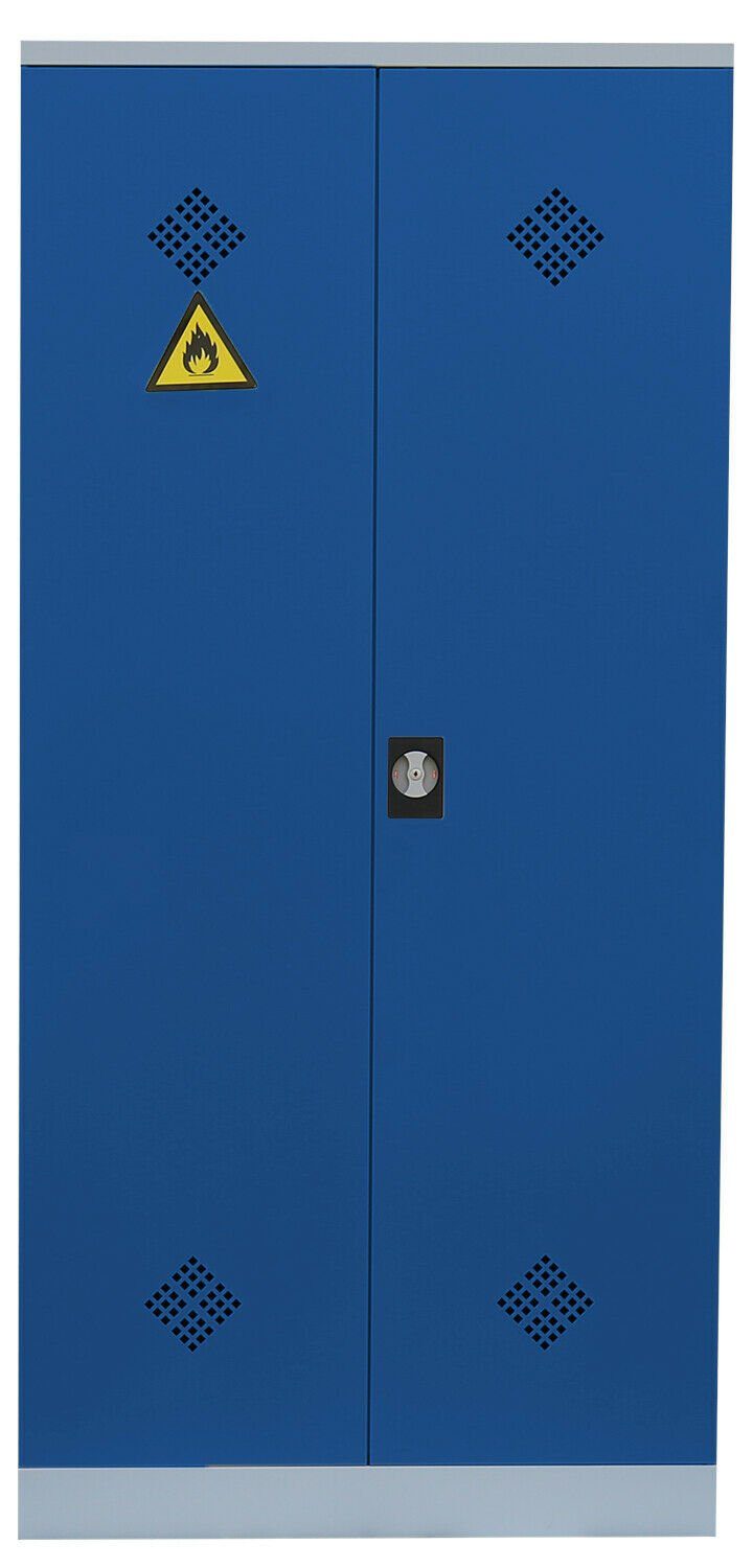 Steelboxx Mehrzweckschrank Enzianblau Gefahrstoffschrank - Montage 195x91,6x42,2cm RAL Lichtgrau/ verschweißt 7035 und Umweltschrank Komplett Spritzmittelspind montiert Korpus: keine Türen: RAL erforderlich (1-St) 5010
