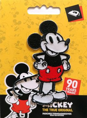 Disney Aufnäher Bügelbild, Aufbügler, Applikationen, Patches, Flicken, zum aufbügeln, Polyester, Mickey Mouse 90 Jahre - Größe: 5,2 x 8,0 cm