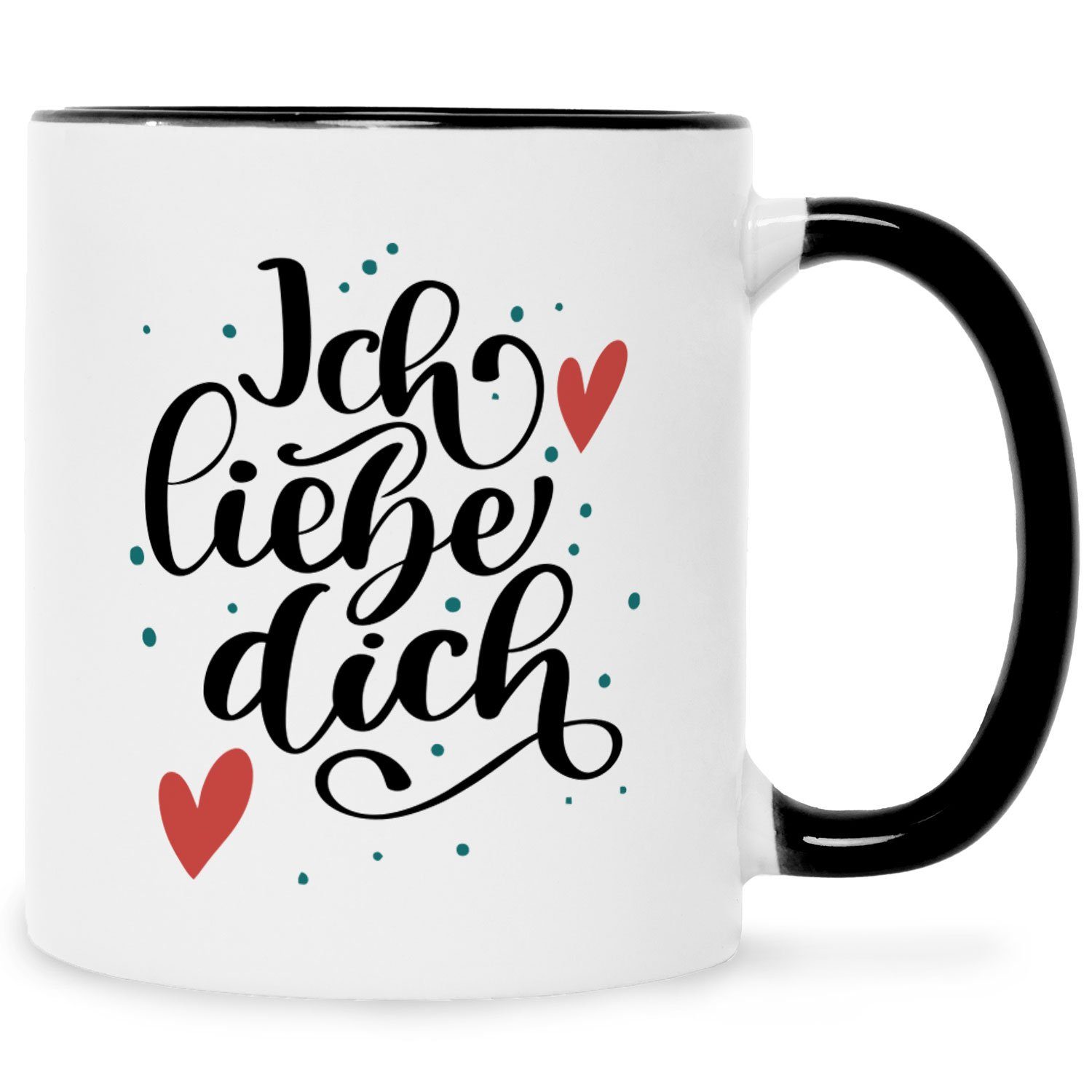 Ich - Schwarz mit GRAVURZEILE Herzliches Weiß Geschenk Valentinstag liebe - Tasse V2 zum Spruch dich