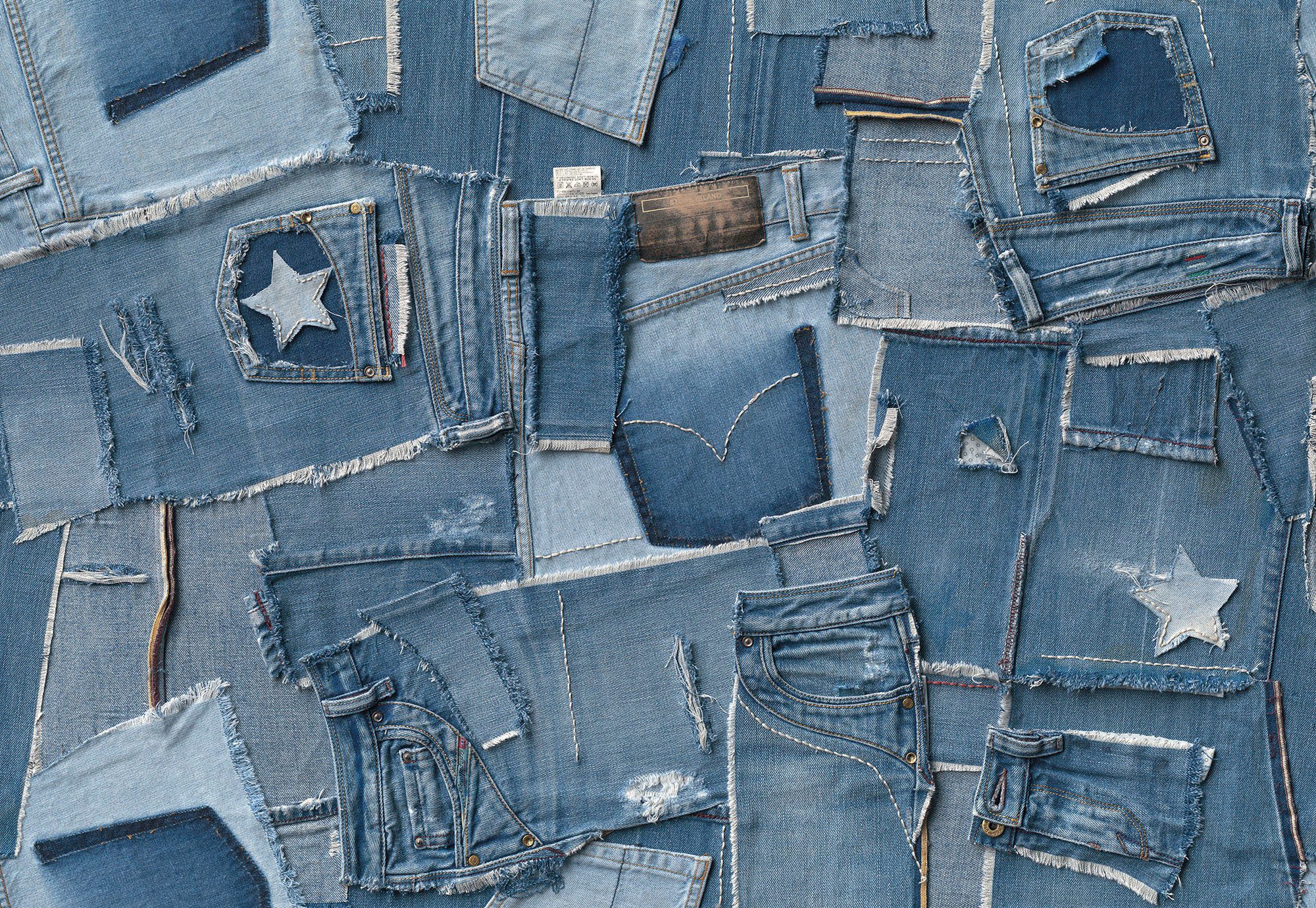 Komar Fototapete Jeans - Größe 368 x 254 cm, glatt, bedruckt, (Packung, 1 St), Wohnzimmer, Schlafzimmer