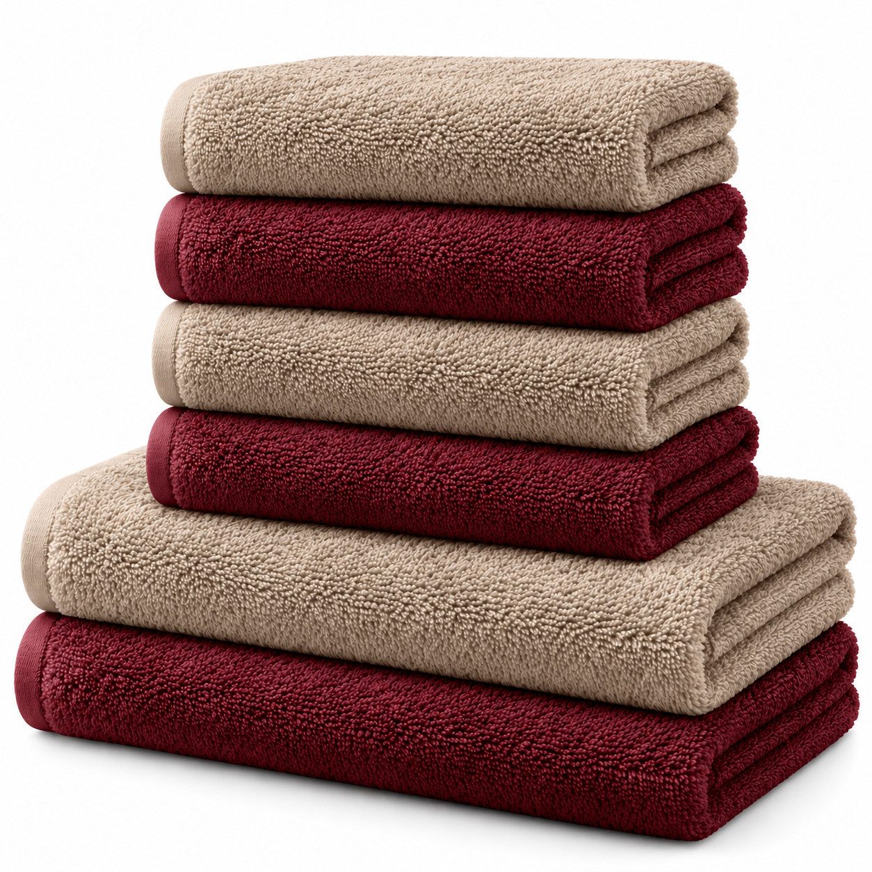 BARBONS Handtuch Set Handtücher 6-tlg, 2x Badetuch & 4x Badehandtuch Duschtücher, (6-St), Walkfrottee, 100% Baumwolle, saugstark, weich