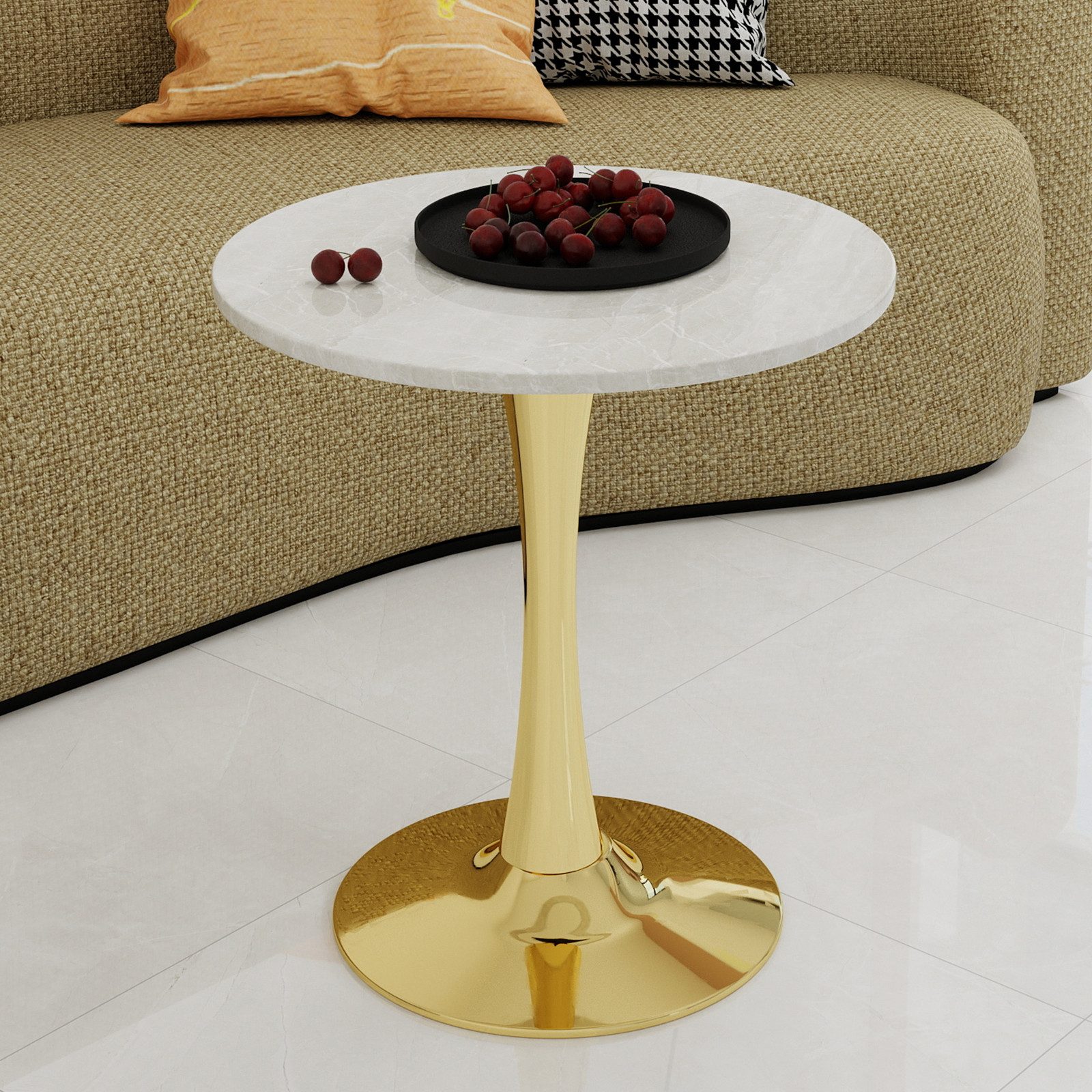 MODFU Schreibtisch Couchtisch (im Mid-Century-Modern-Stil, geeignet als Esstisch für 2–4 Personen., 1-St., 70×72cm)