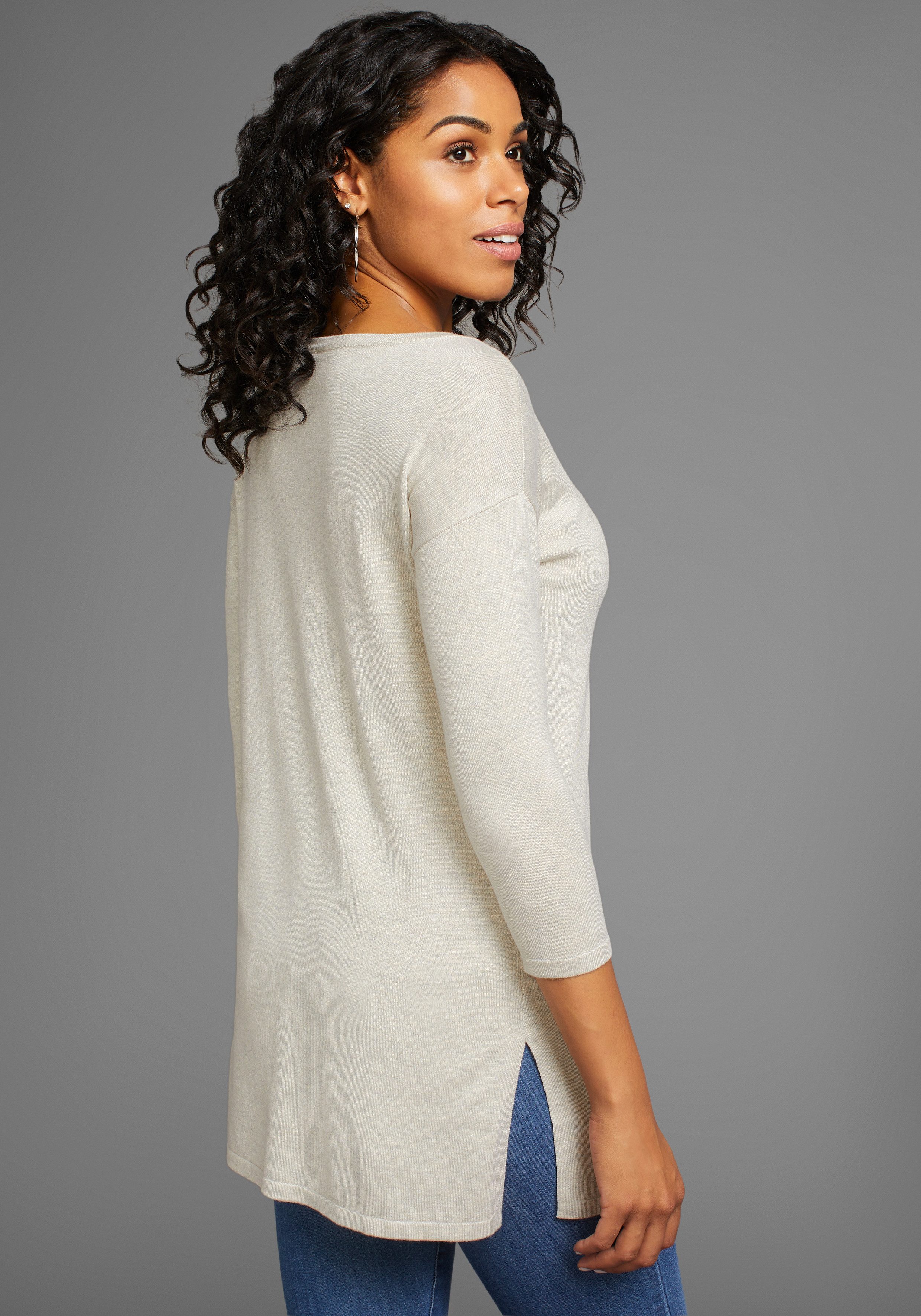 Laura Scott Longpullover mit Seitenschlitz günstig online kaufen