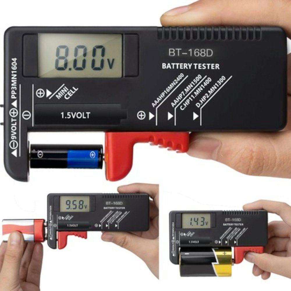 ISO TRADE Strommessgerät Batterietester, 2,00 " Display, Digital, Messgerät für Batterie, 1-tlg., Batterietester mit LCD Anzeige, Display Messgerät Batterie