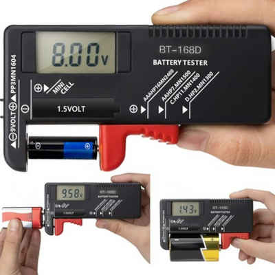 ISO TRADE Strommessgerät Batterietester, 2,00 " Display, Messgerät für Batterie, Batterietester mit LCD Anzeige, Display Messgerät Batterie
