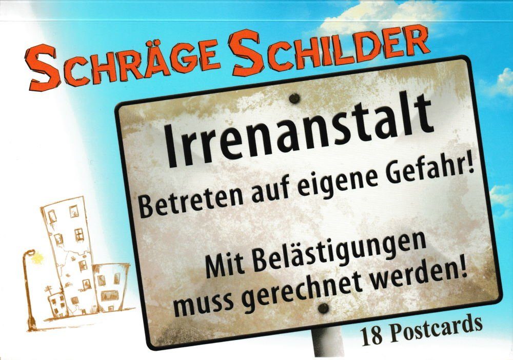 Postkarte nbuch mit witzigen Schilder" 18 Motiven "Schräge