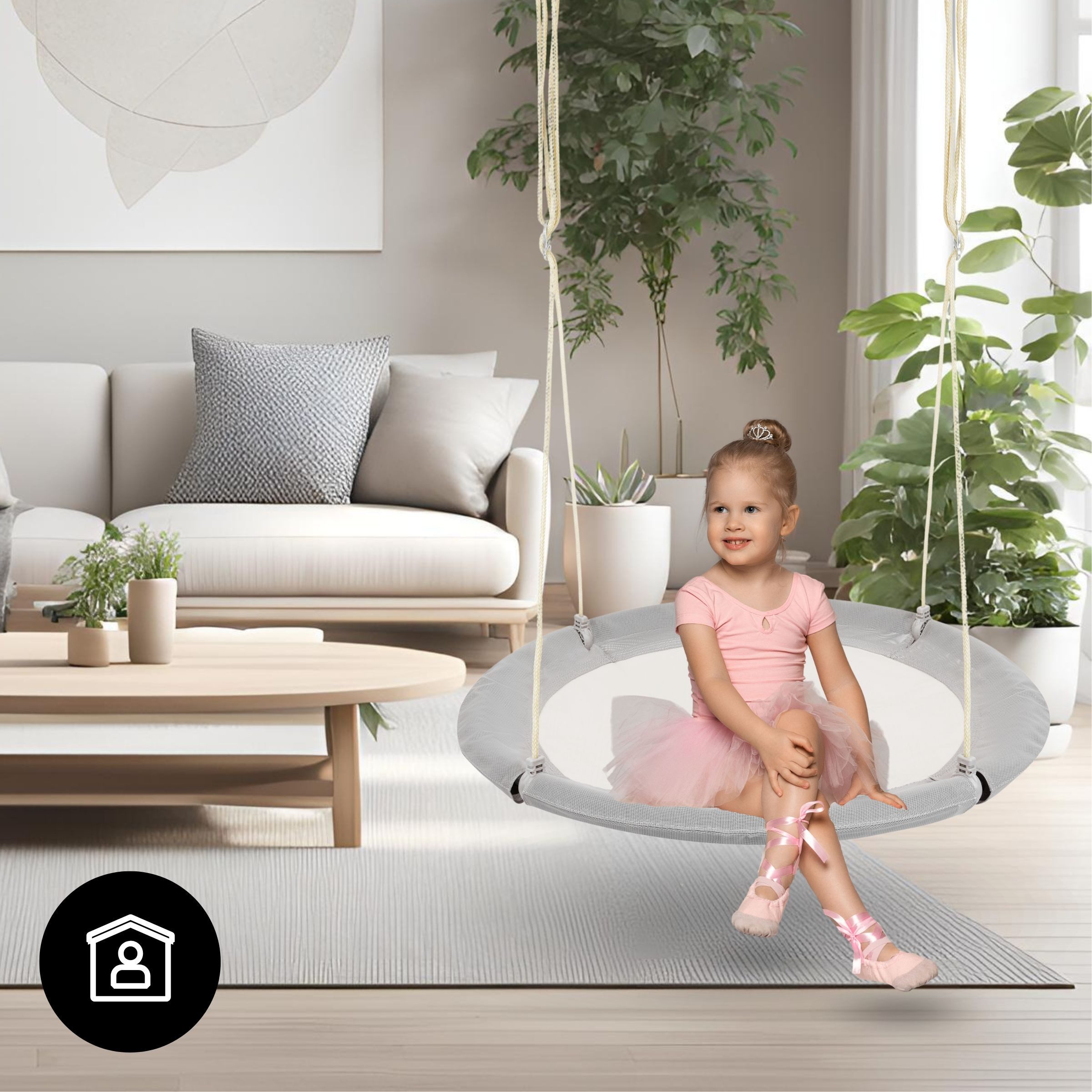 HyperMotion Nestschaukel-Sitz Nestschaukel 100 cm – Grau, Verstellbar, Max. 150 kg