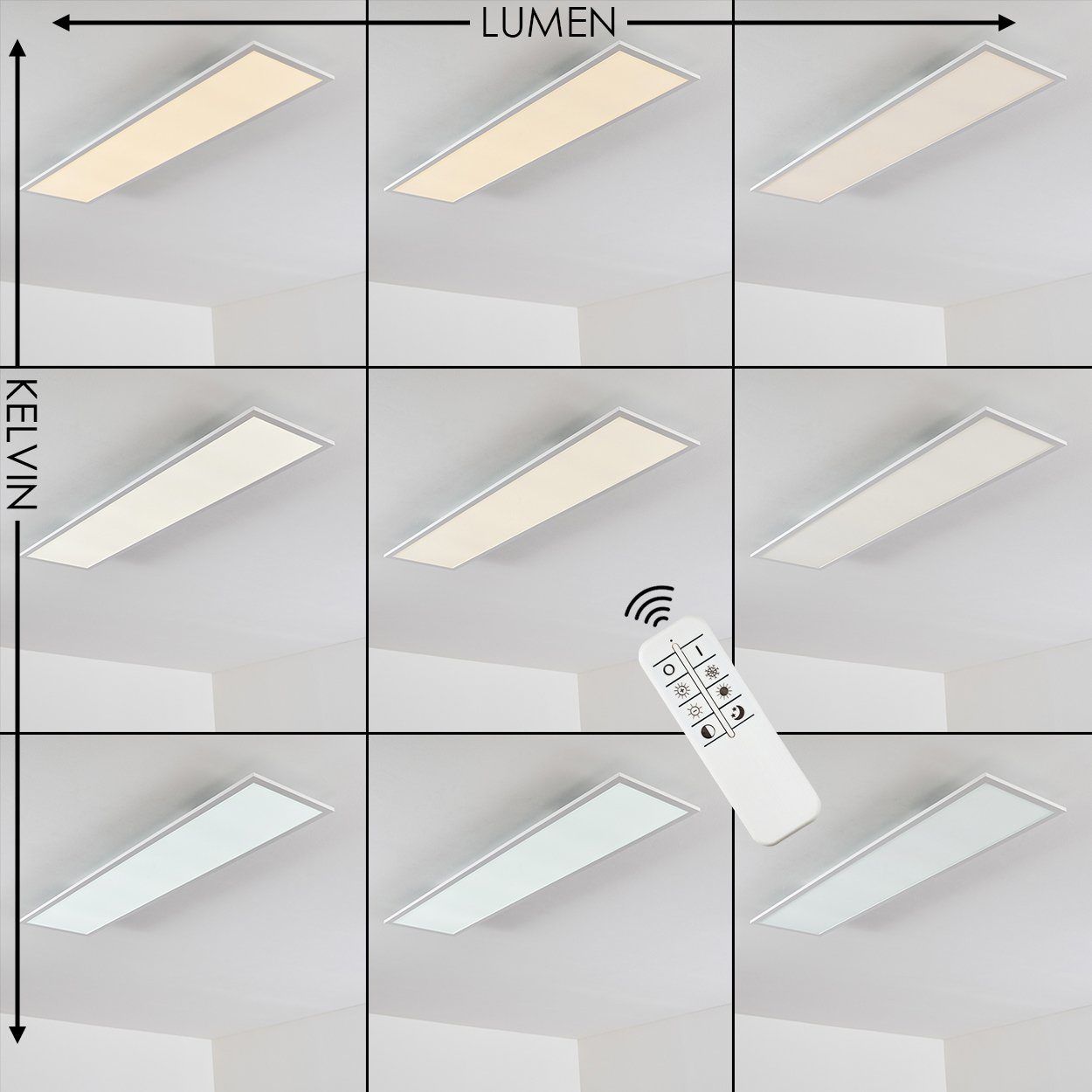 hofstein Deckenleuchte »Vacil« LED Aluminiumin dimmbare aus Deckenpanel 320-3200 Lumen, 3000 Weiß, Fernbedienung mit Panel Kelvin