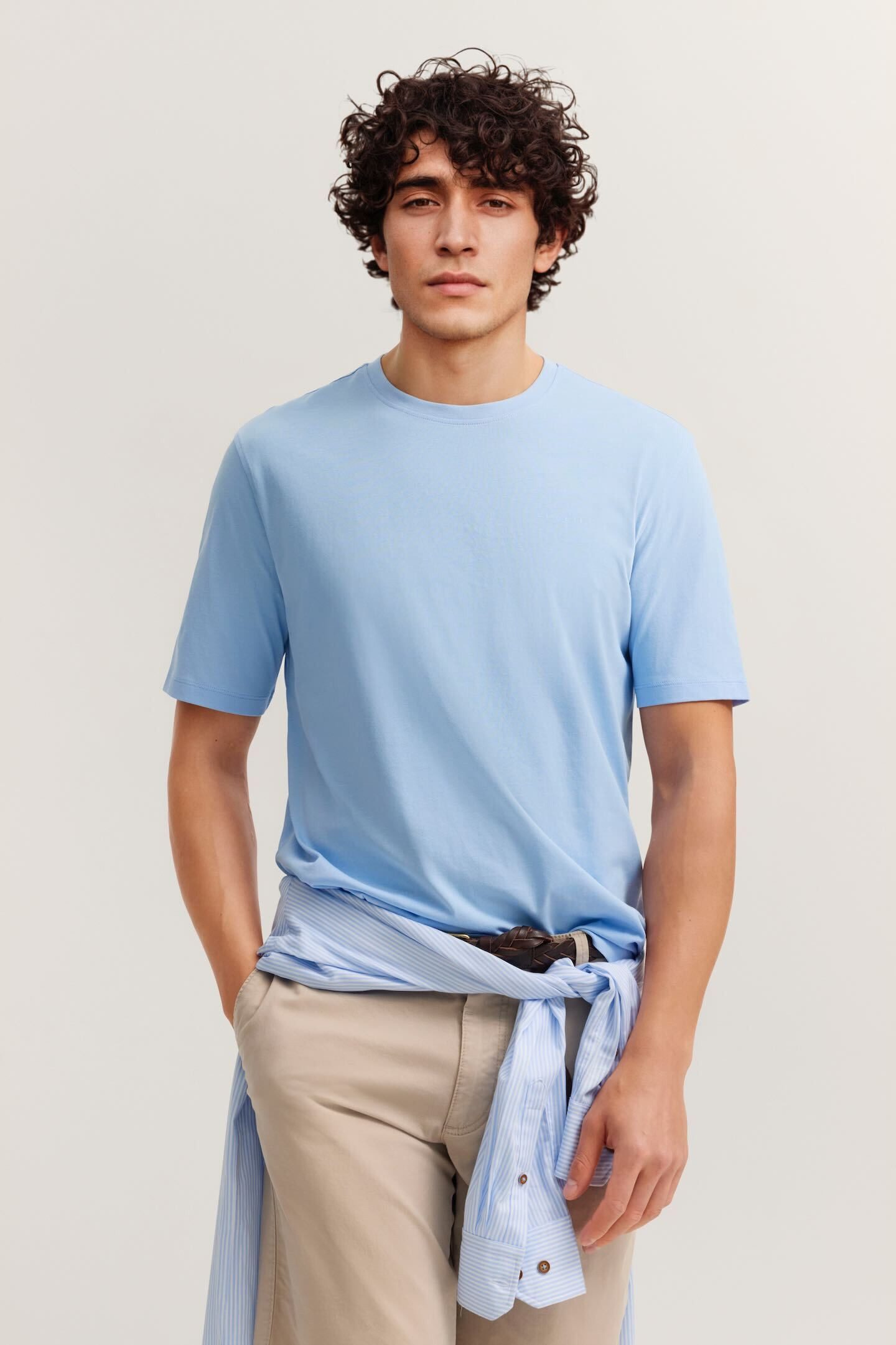 bugatti T-Shirt Basic aus Baumwolle Modern Fit Rundhals