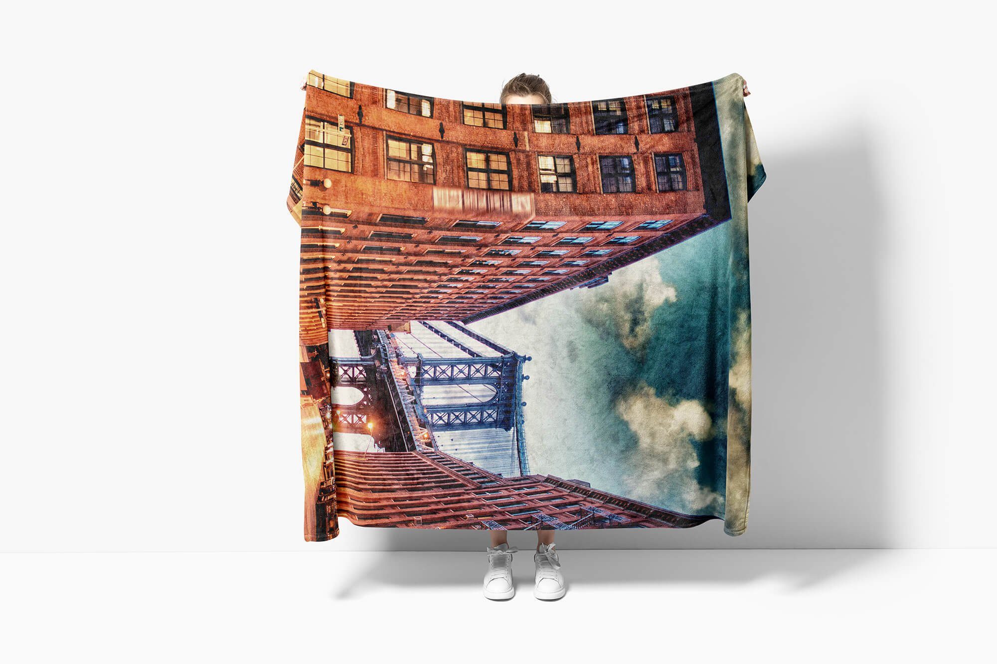 Kuscheldecke Handtücher (1-St), mit Handtuch Saunatuch Baumwolle-Polyester-Mix Handtuch New Art Strandhandtuch Architektur Yo, Sinus Fotomotiv